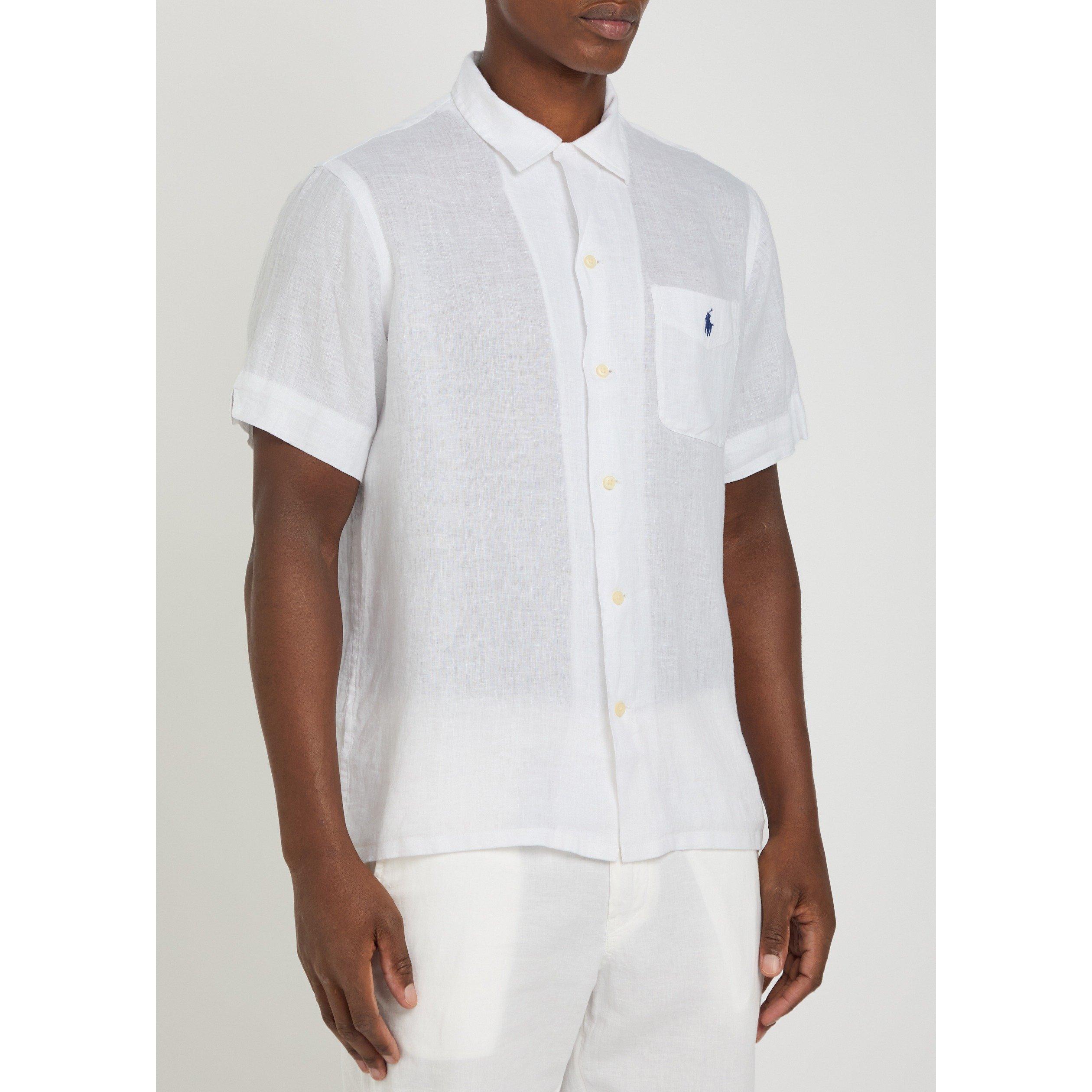 WHITE - Polo Ralph Lauren - Men's Linen Short-Sleeve Plain Shirt - 2