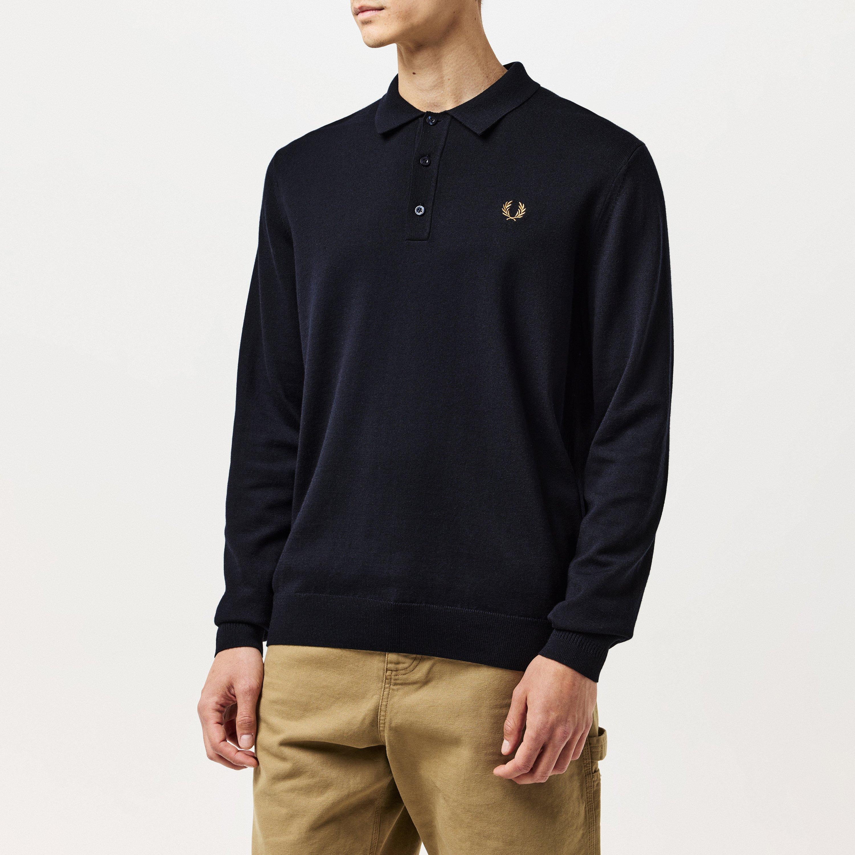 Navy 795 - Fred Perry - Men's Classic Knitted Long-Sleeve Polo Shirt - 3