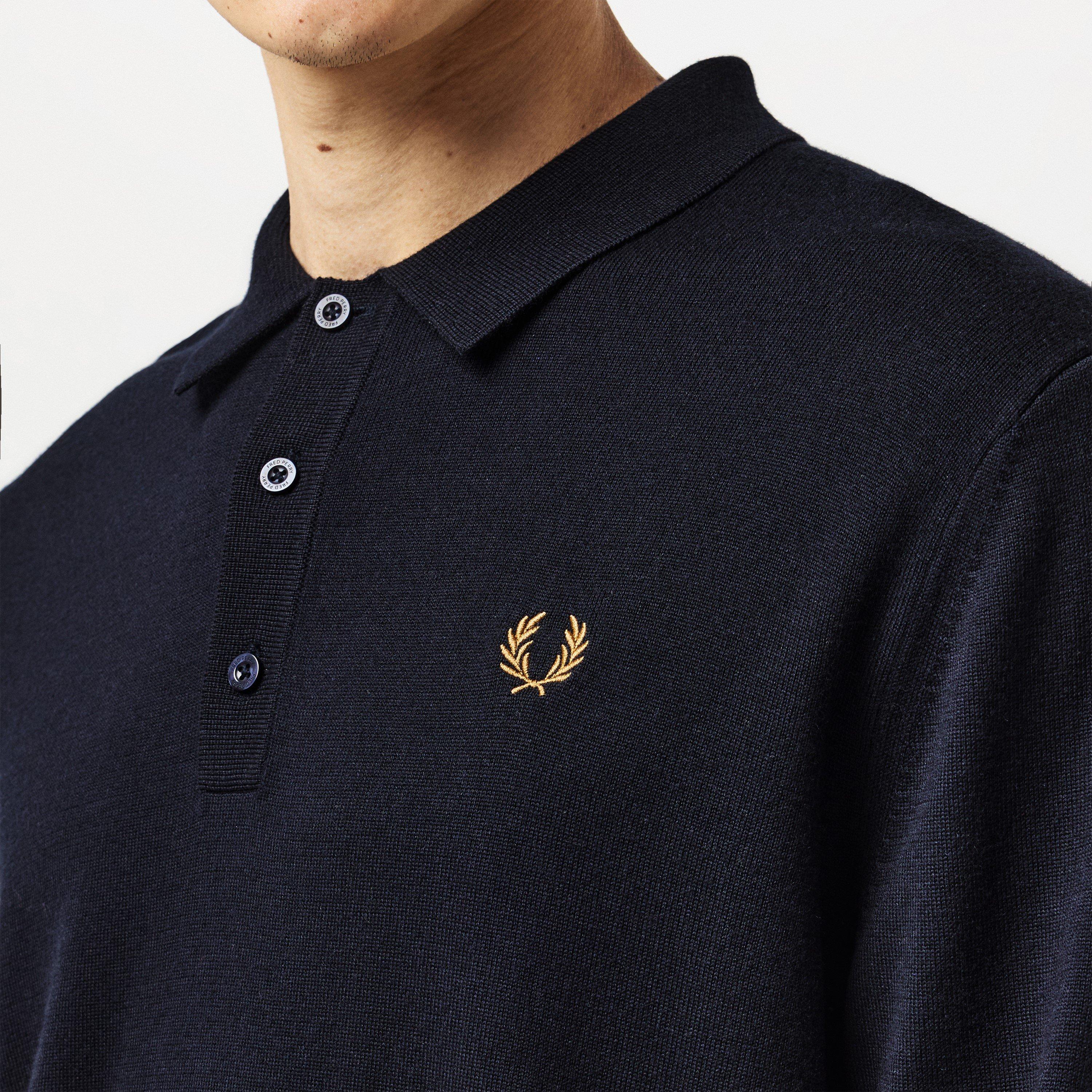 Navy 795 - Fred Perry - Men's Classic Knitted Long-Sleeve Polo Shirt - 5
