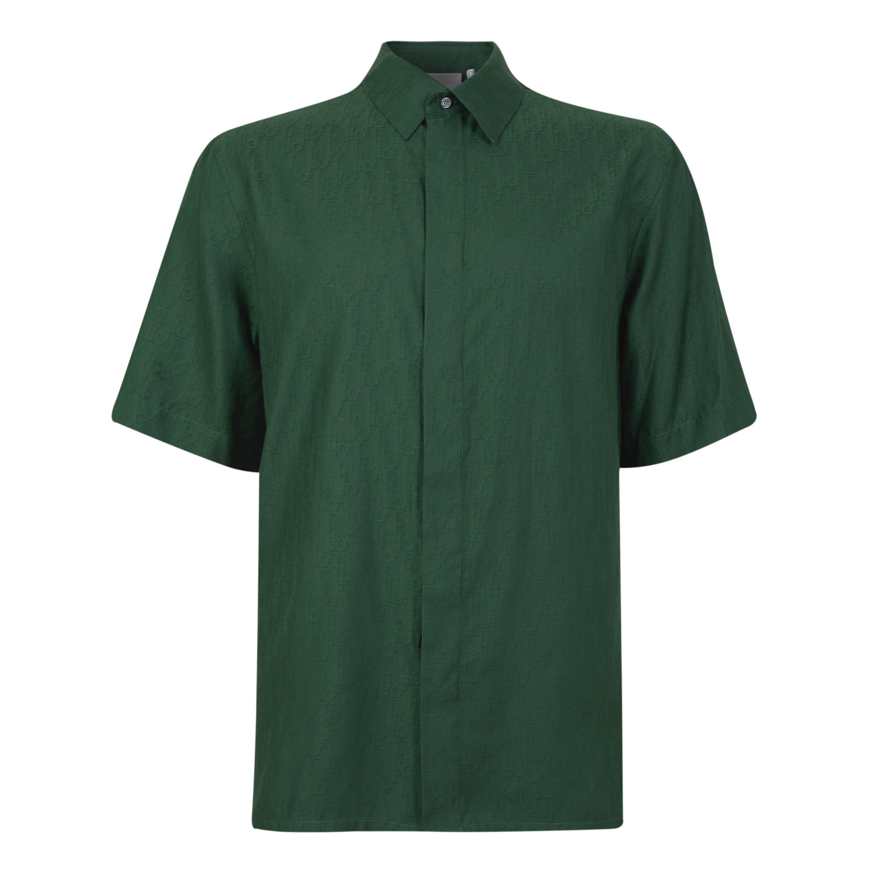 GREEN - DIOR - Men's CD Oblique Cotton Short-Sleeve Patterned Shirt - 1