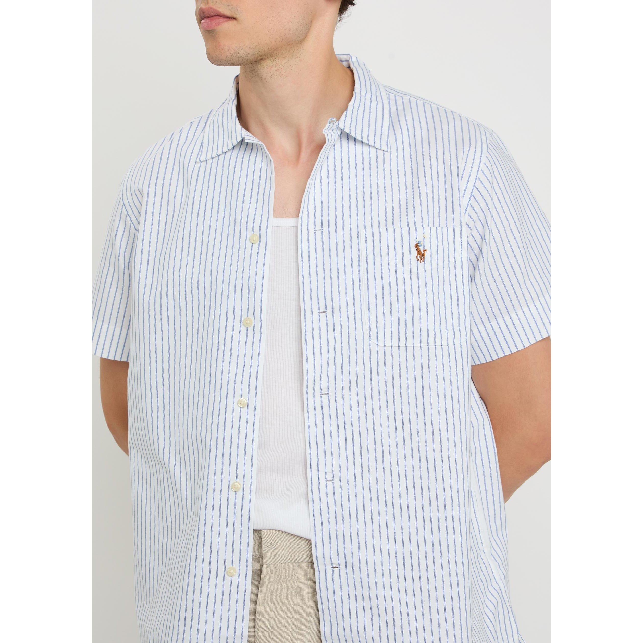 WHITE - Polo Ralph Lauren - Men's Striped Short-Sleeve Cotton Oversized-Fit Shirt - 4