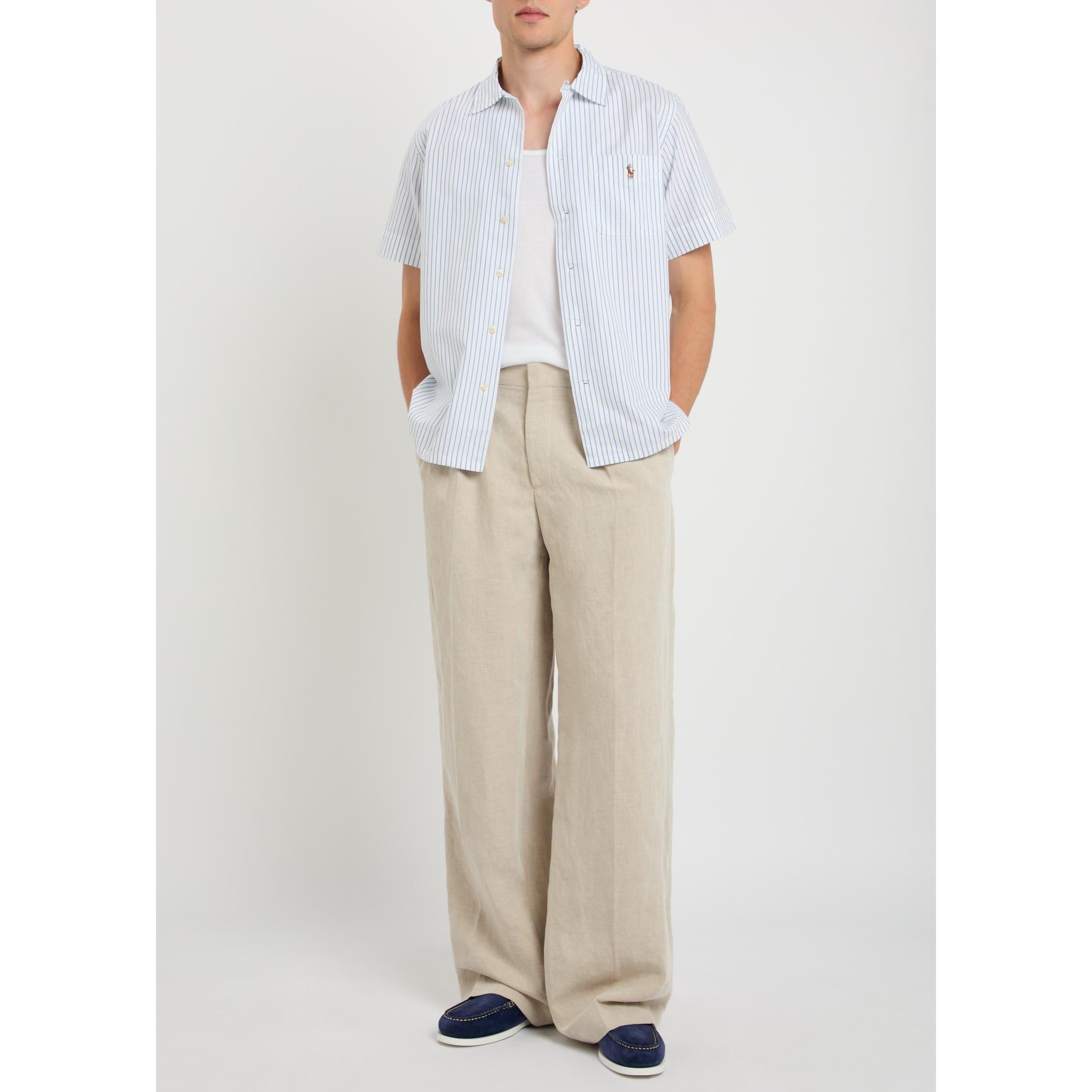 WHITE - Polo Ralph Lauren - Men's Striped Short-Sleeve Cotton Oversized-Fit Shirt - 5