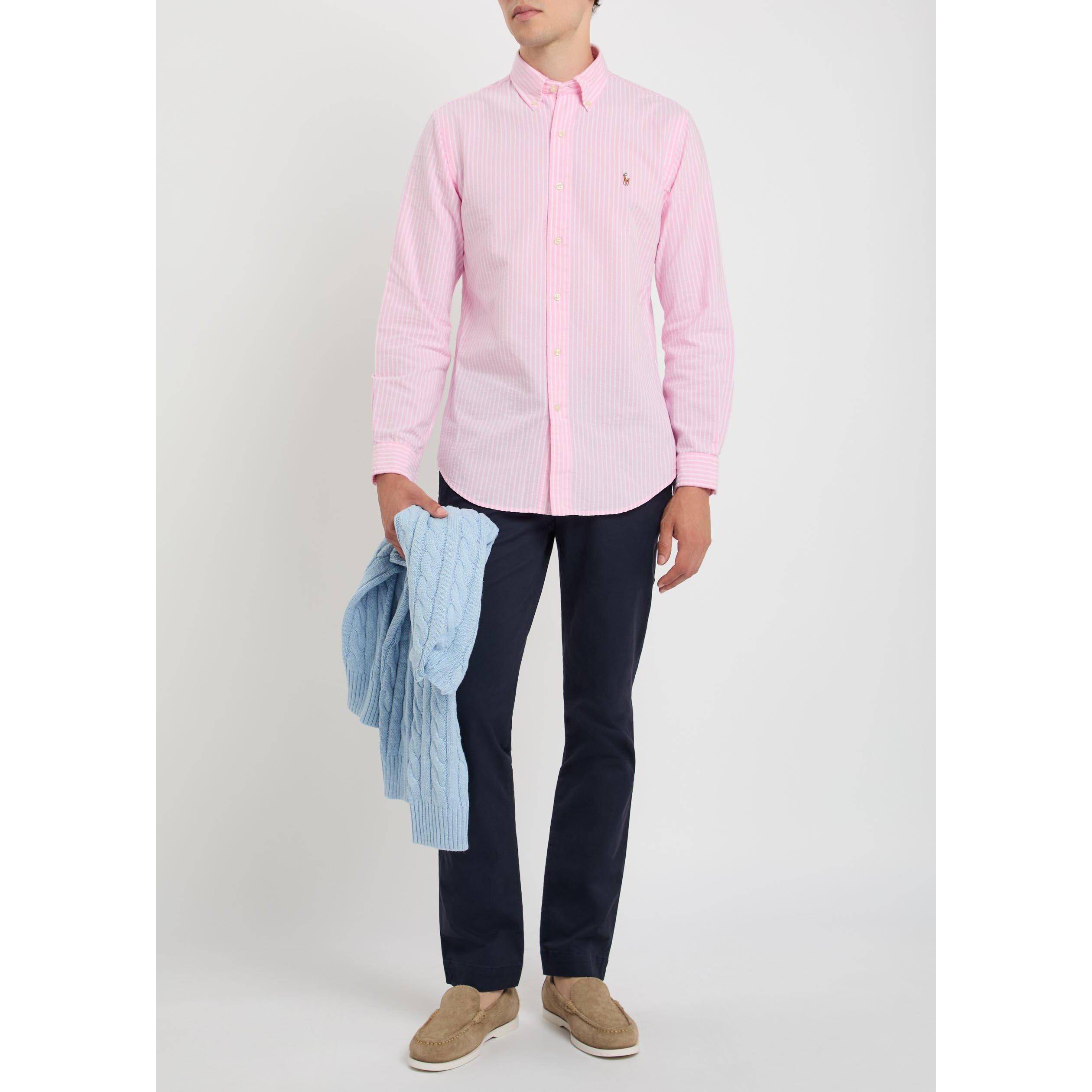 PINK AND OTHER - Polo Ralph Lauren - Men's Striped Long-Sleeve Cotton Shirt - 5