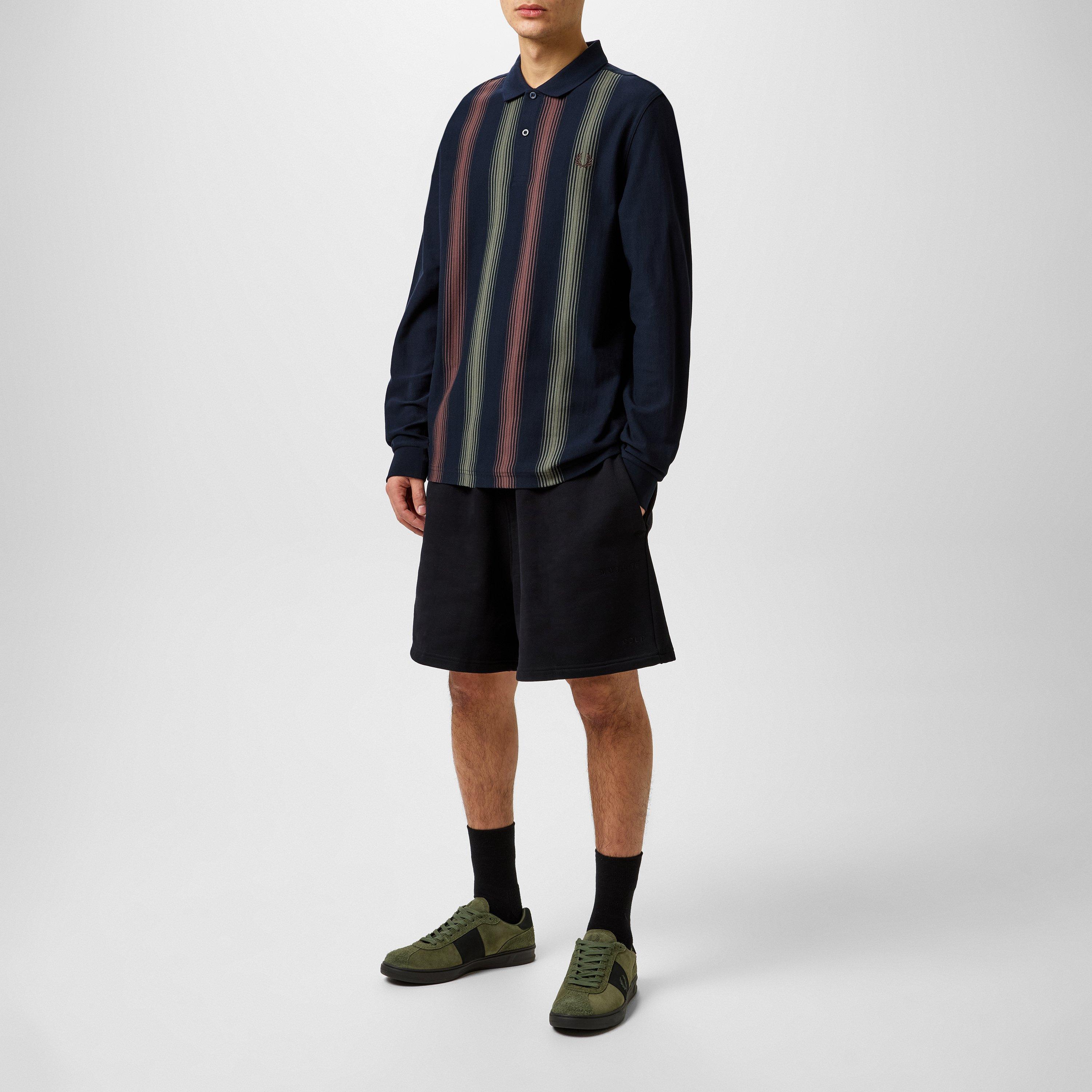 Navy 608 - Fred Perry - Men's Stripe Logo Long-Sleeve Polo Shirt - 7