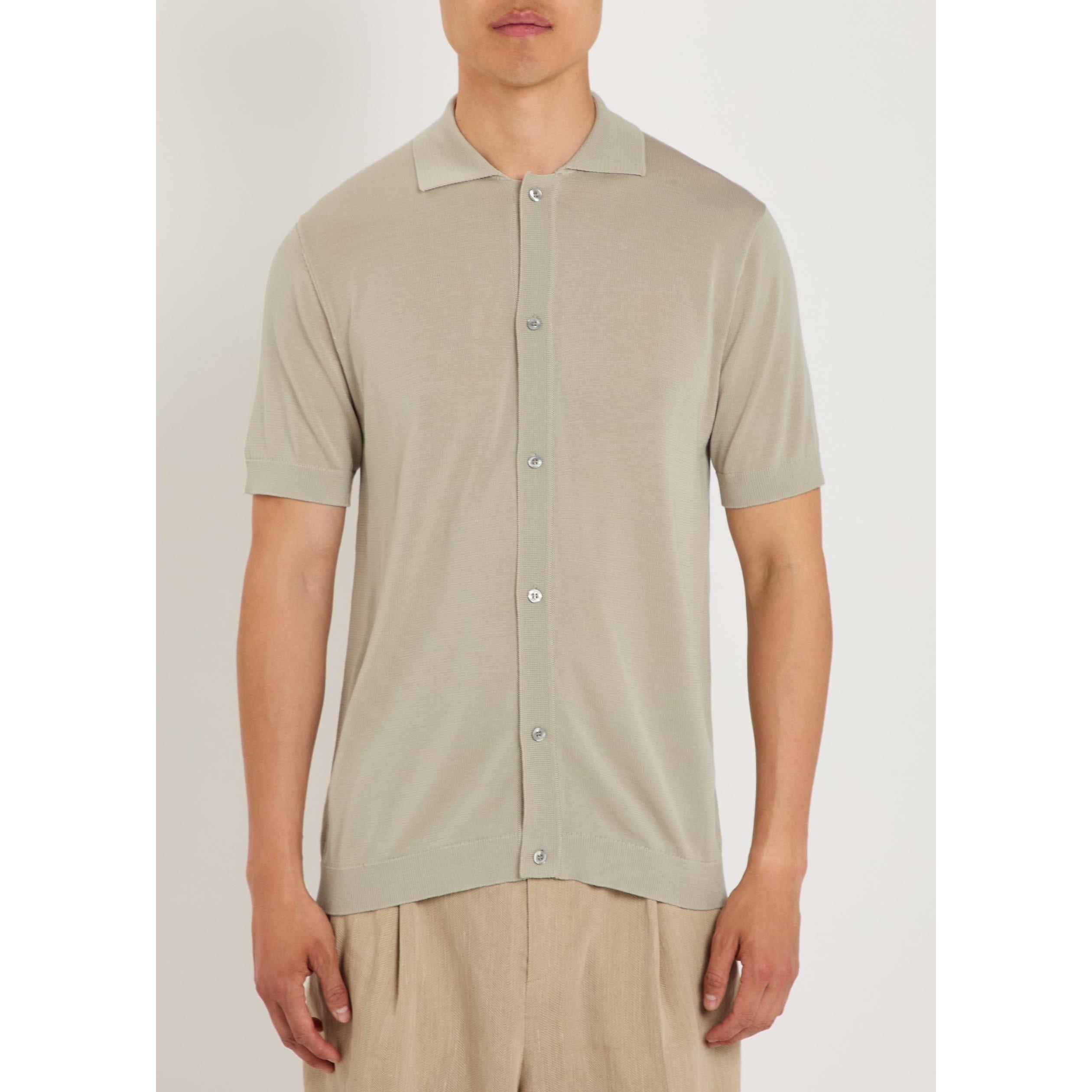 CREAM - Raith - Men's Pedro Tencel Knit Short-Sleeve Shirt - 2