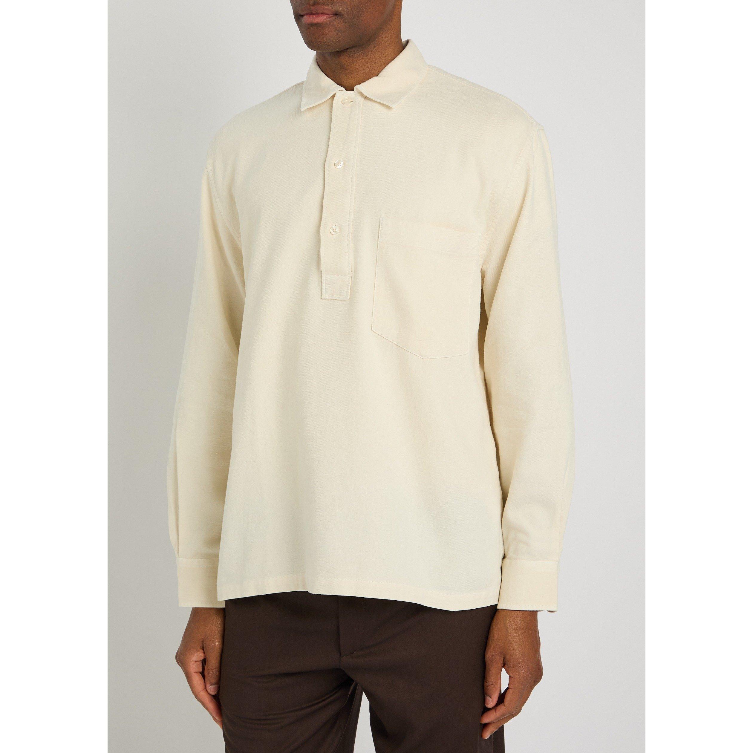CREAM - Officine Generale - Men's Jordy Cotton Twill Long-Sleeve Plain Shirt - 2
