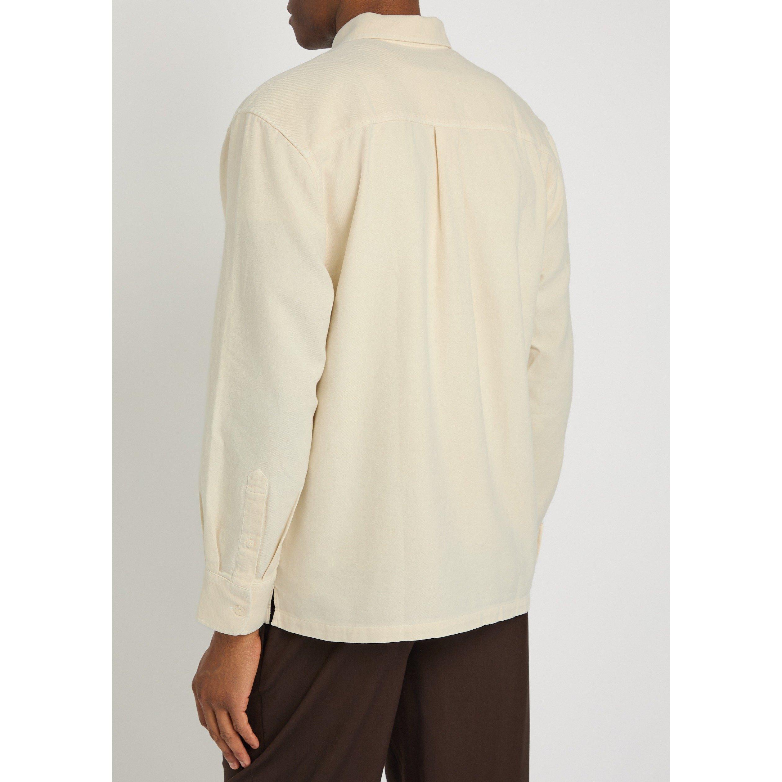 CREAM - Officine Generale - Men's Jordy Cotton Twill Long-Sleeve Plain Shirt - 3