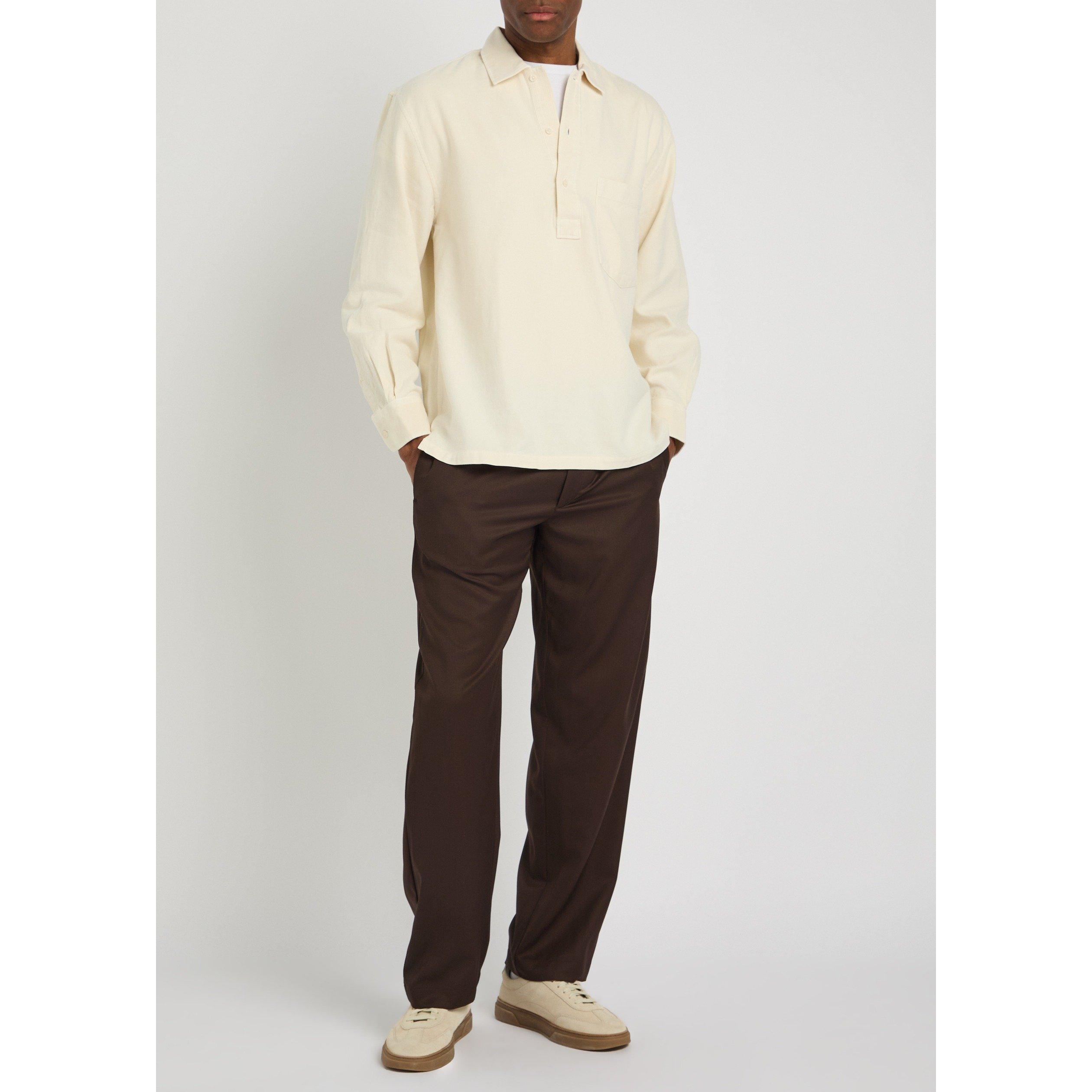 CREAM - Officine Generale - Men's Jordy Cotton Twill Long-Sleeve Plain Shirt - 5