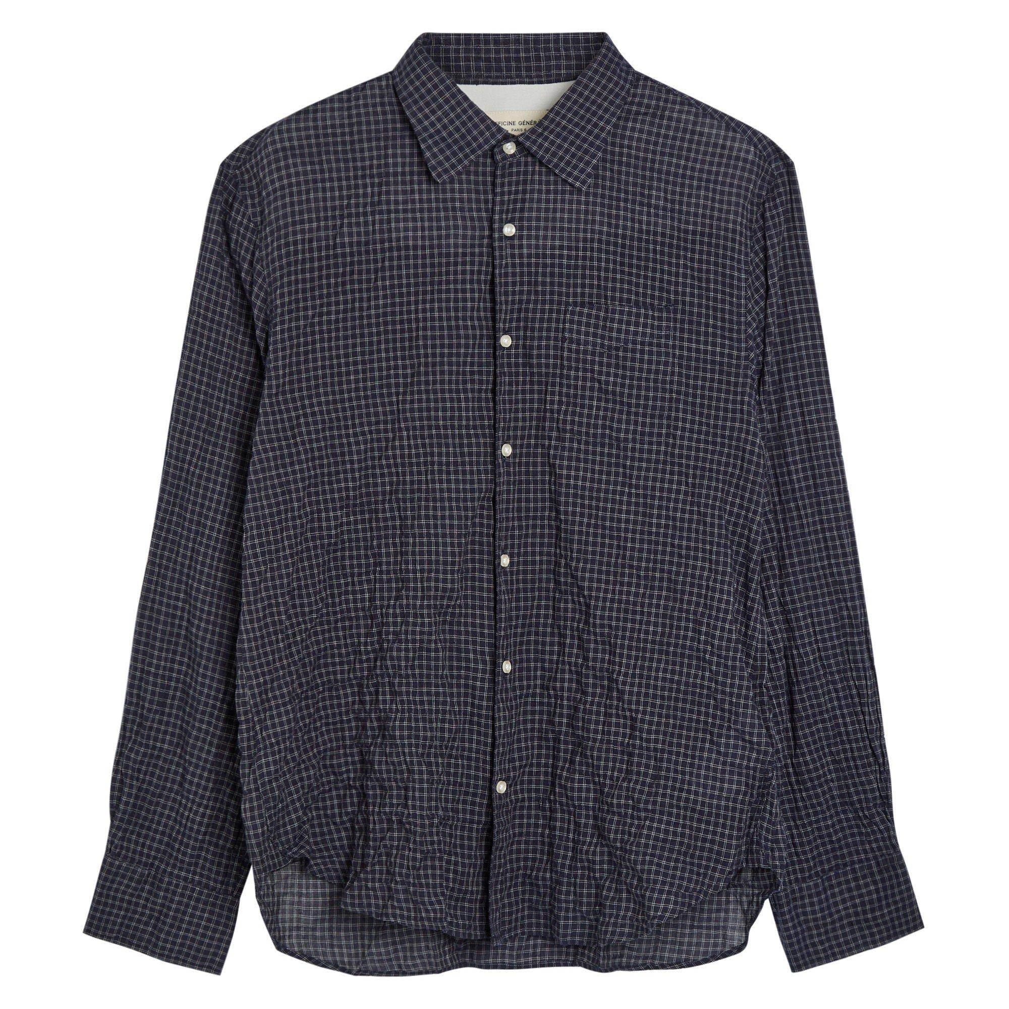 NAVY AND OTHER - Officine Generale - OG BENIOT CHECK SHIRT LS