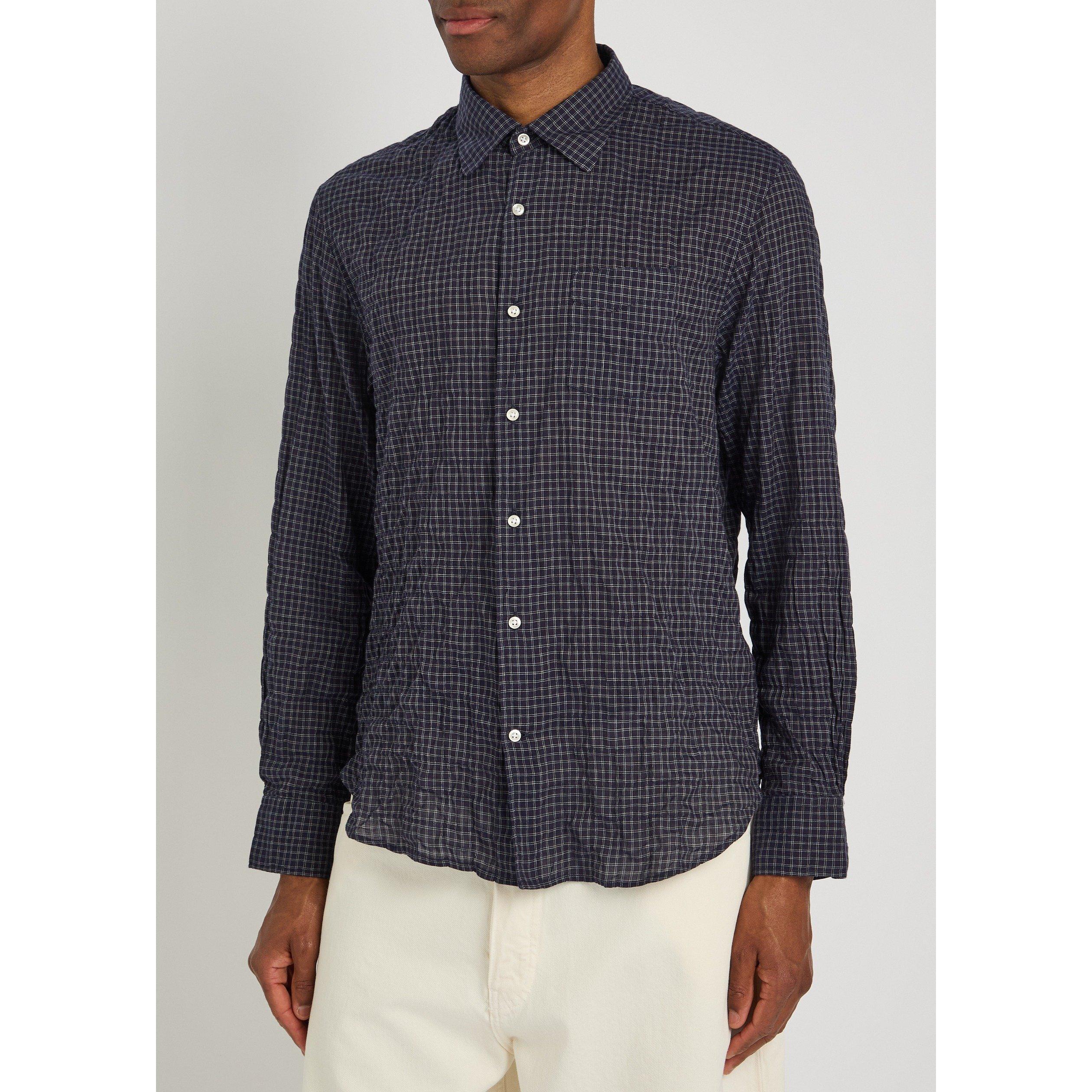NAVY AND OTHER - Officine Generale - Men's Benoît Check Cotton Long-Sleeve Shirt - 2