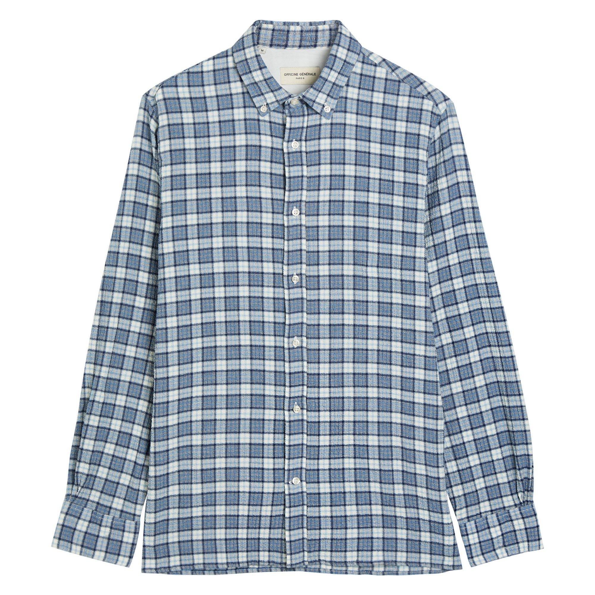 BLUE AND OTHER - Officine Generale - OG ARSENE WAFFLE CHECK SHRT LS