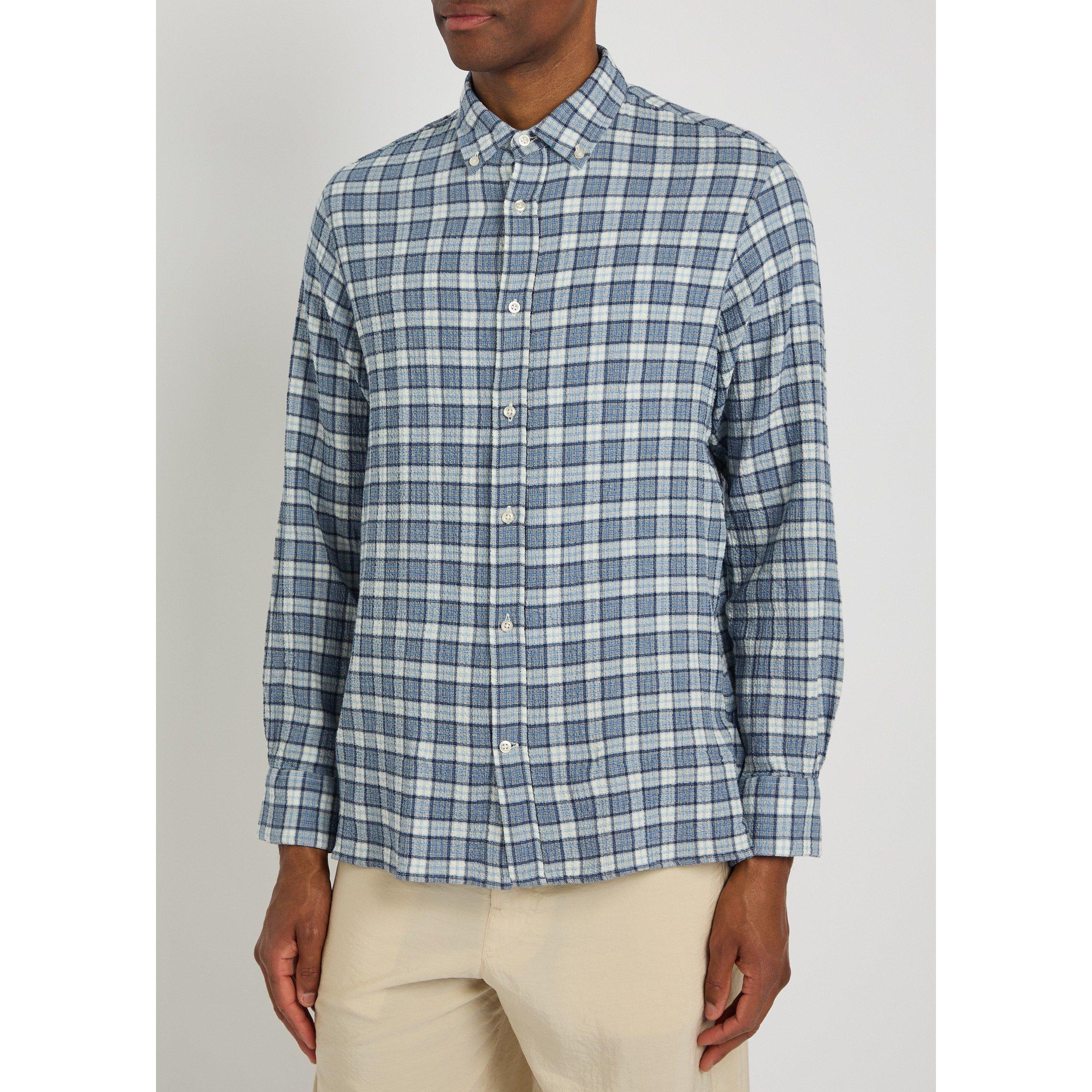 BLUE AND OTHER - Officine Generale - OG ARSENE WAFFLE CHECK SHRT LS - 2