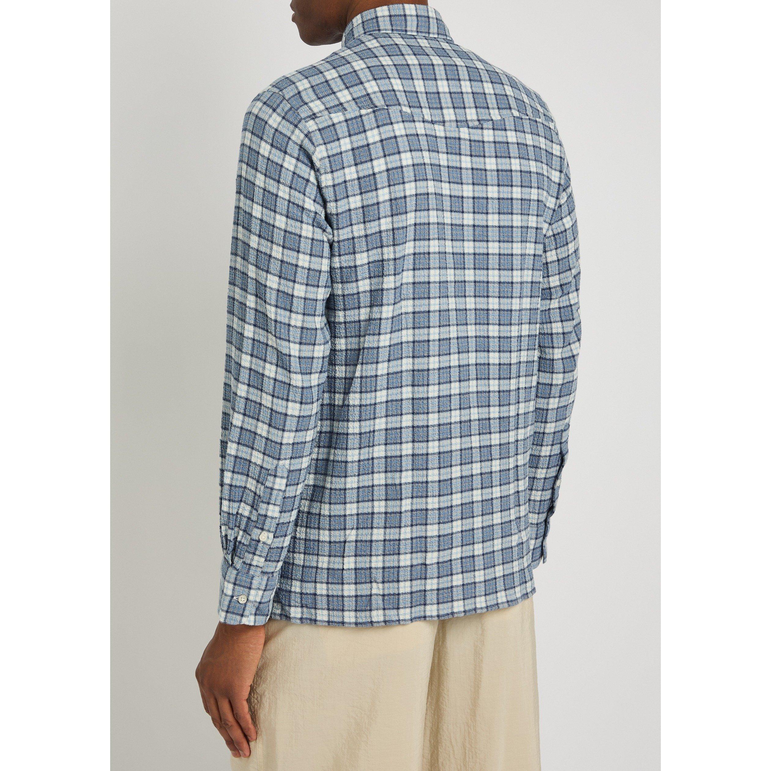 BLUE AND OTHER - Officine Generale - OG ARSENE WAFFLE CHECK SHRT LS - 3