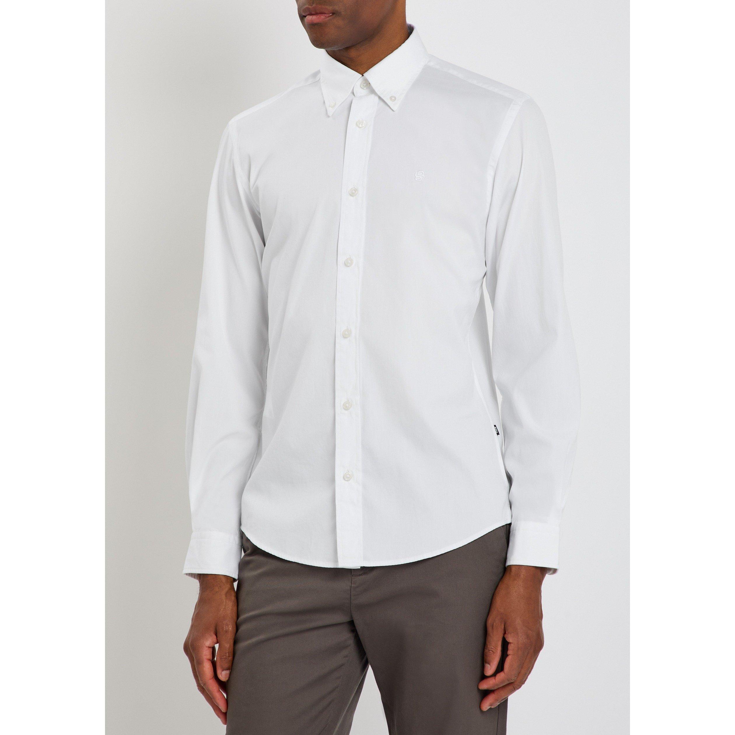WHITE - Boss - Men's Roan Cotton Long-Sleeve Slim-Fit Shirt - 2
