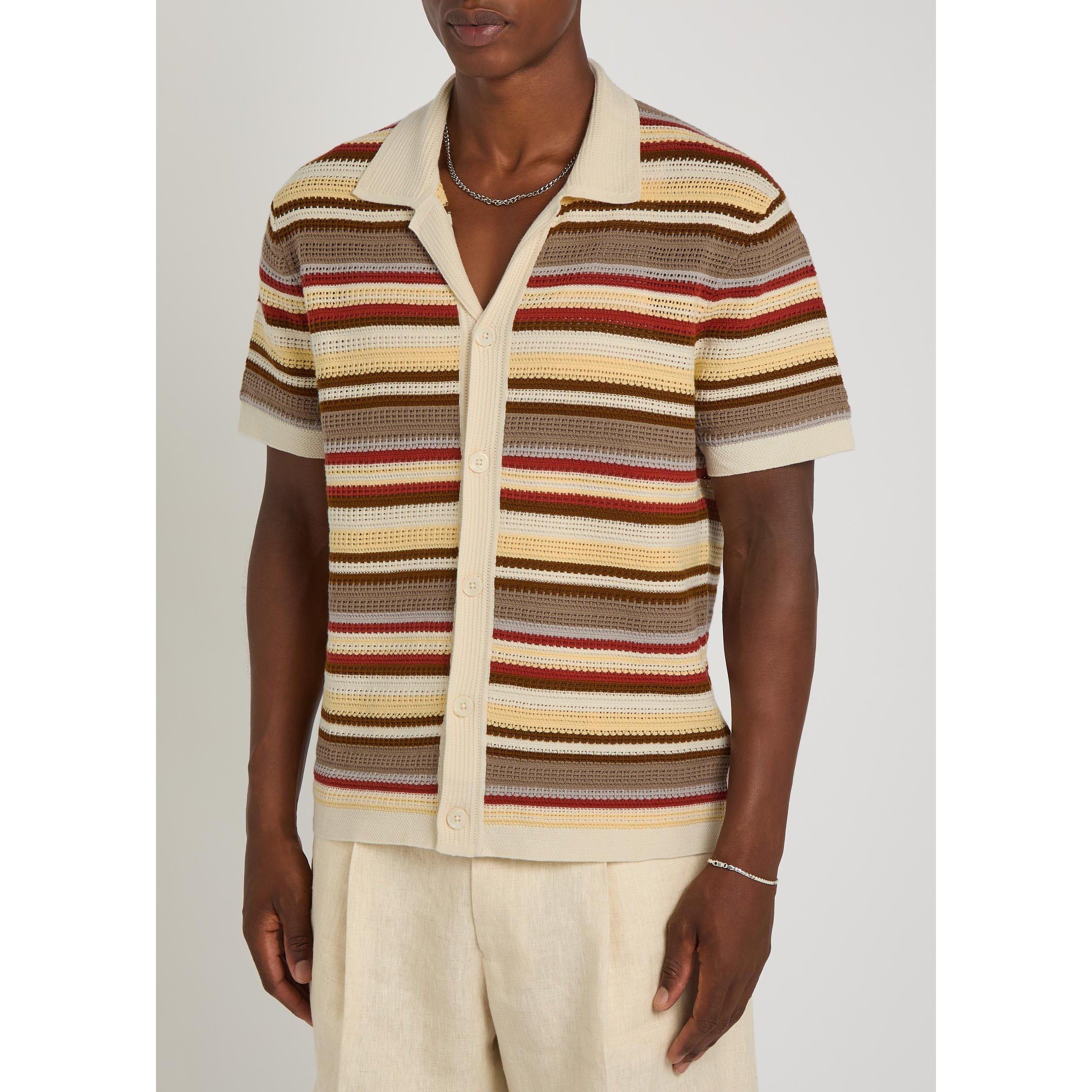 MULTICOLOURED 1 - NN07 - Men's Lars Striped Cotton Short-Sleeve Shirt - 2