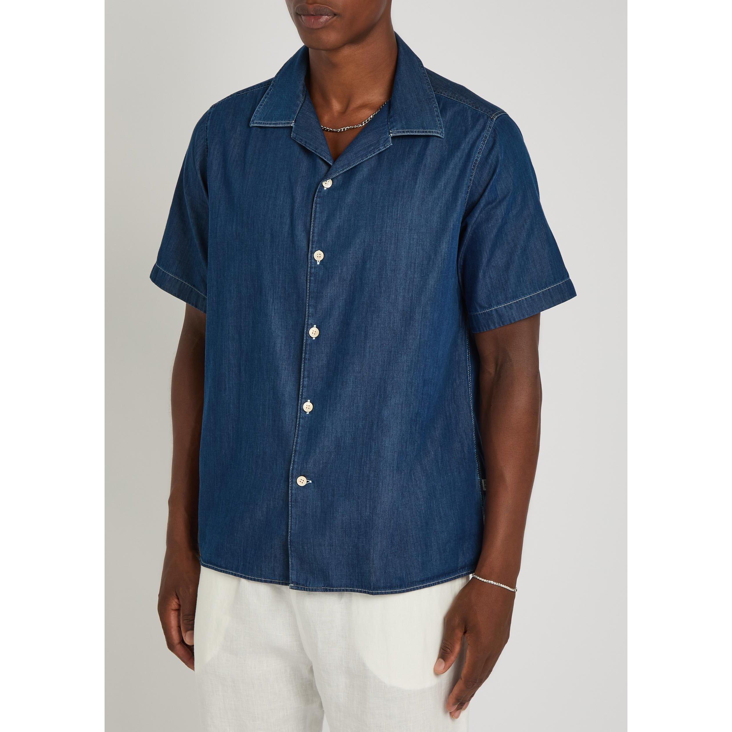 INDIGO - NN07 - Men's Julio Short-Sleeve Cotton Oversized-Fit Shirt - 2