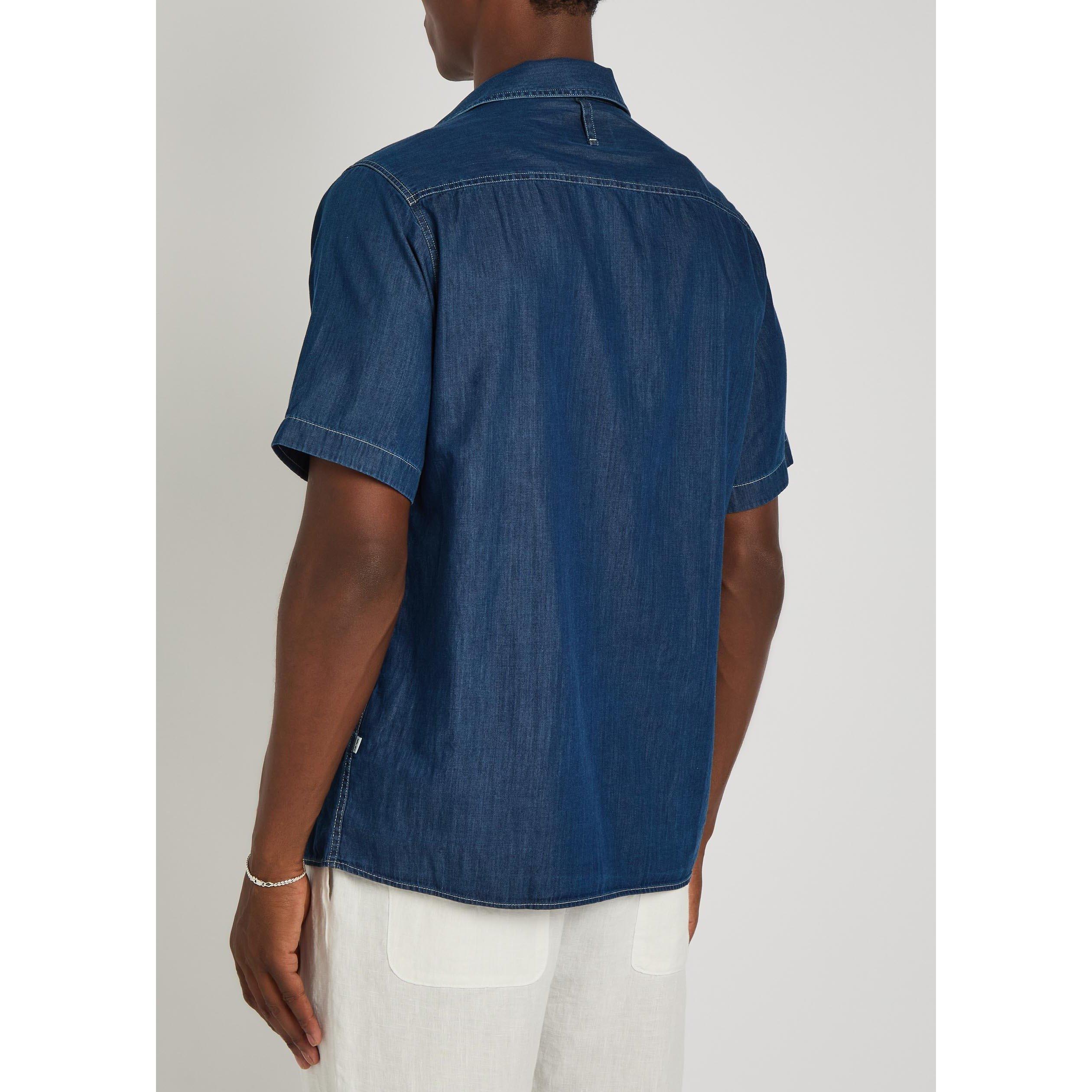 INDIGO - NN07 - Men's Julio Short-Sleeve Cotton Oversized-Fit Shirt - 3