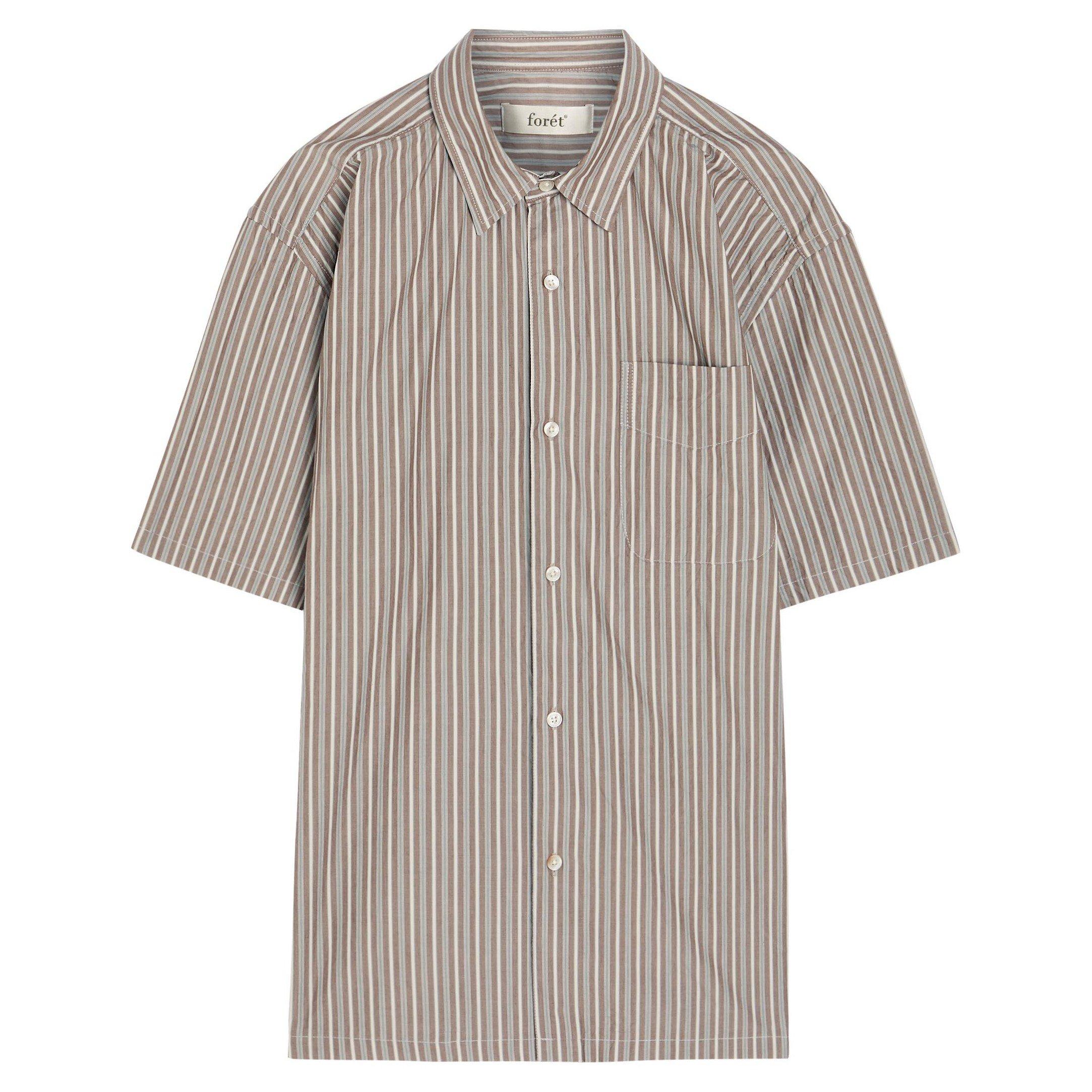 BROWN - Foret - FORET STRIPE SHIRT SS