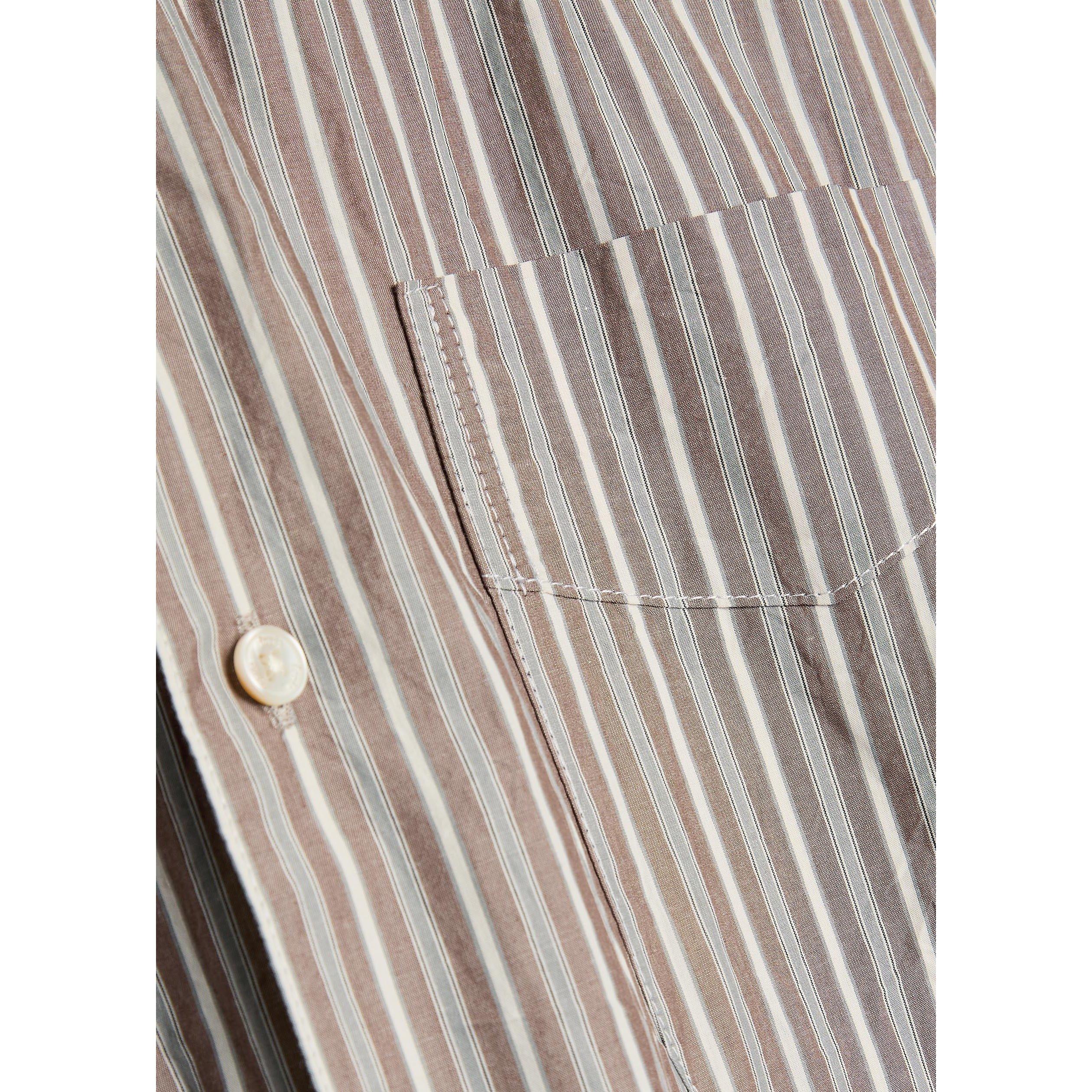 BROWN - Foret - Men's Striped Cotton Short-Sleeve Shirt - 4