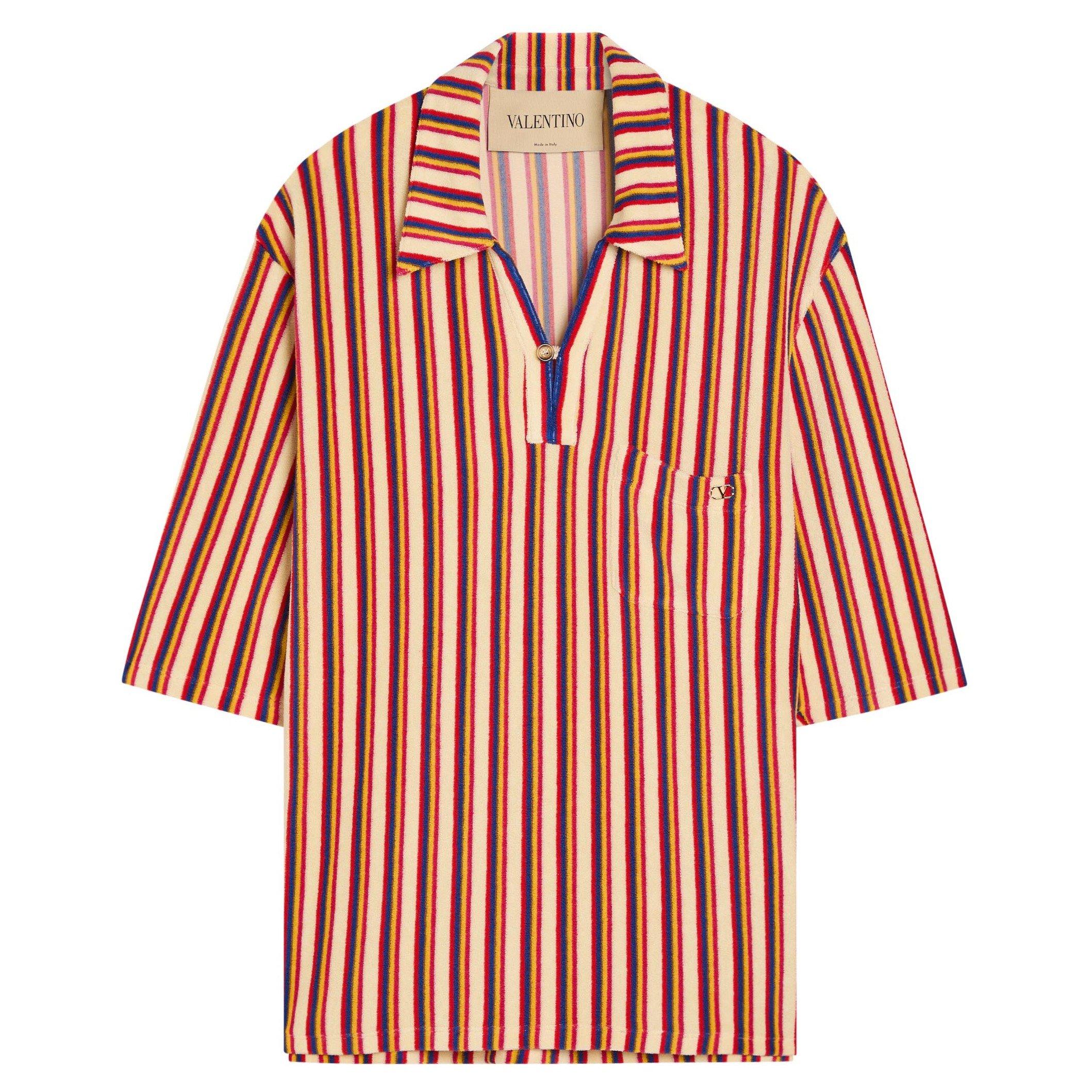 MULTICOLOURED 1 - Valentino - Men's Striped Viscose Short-Sleeve Shirt - 1
