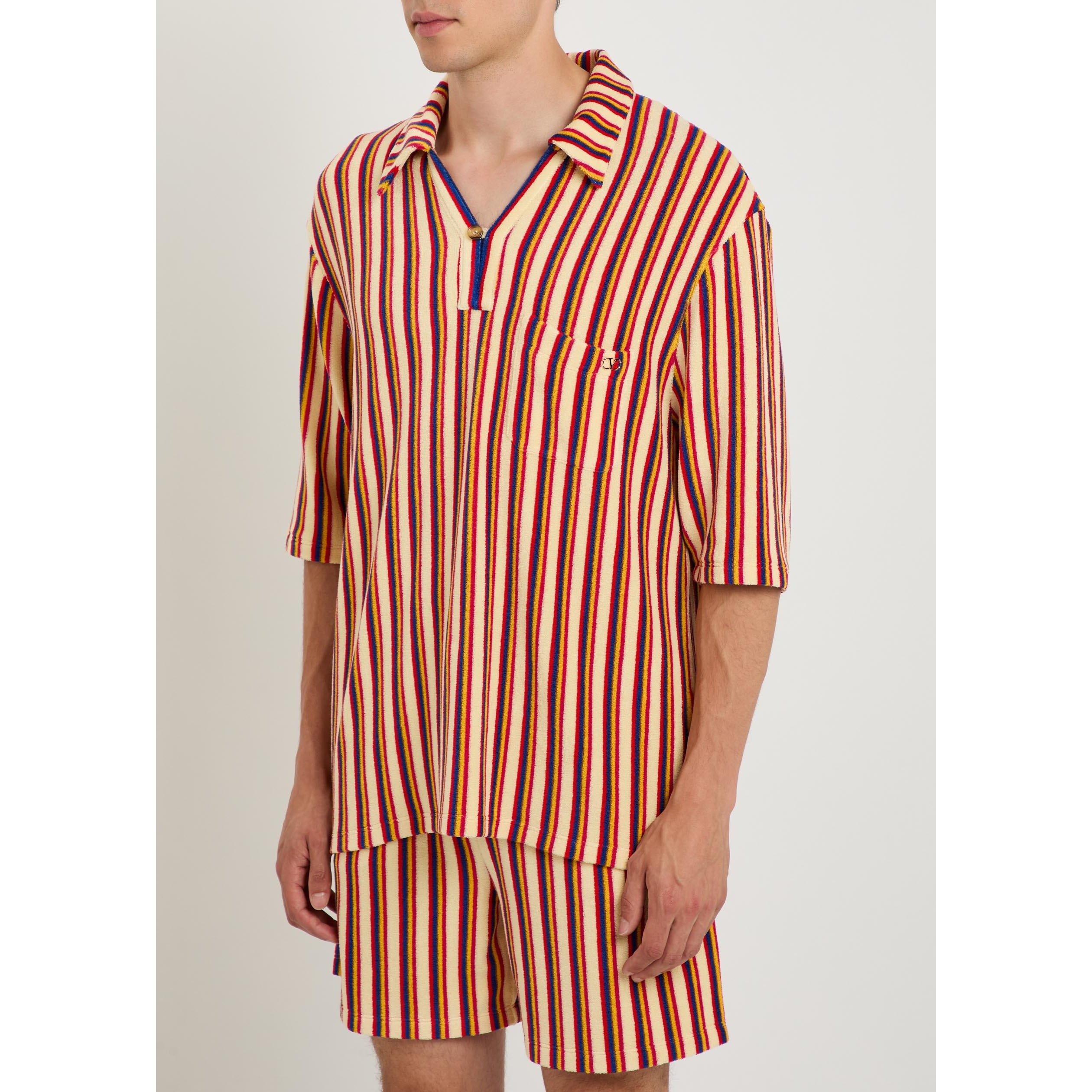 MULTICOLOURED 1 - Valentino - Men's Striped Viscose Short-Sleeve Shirt - 2