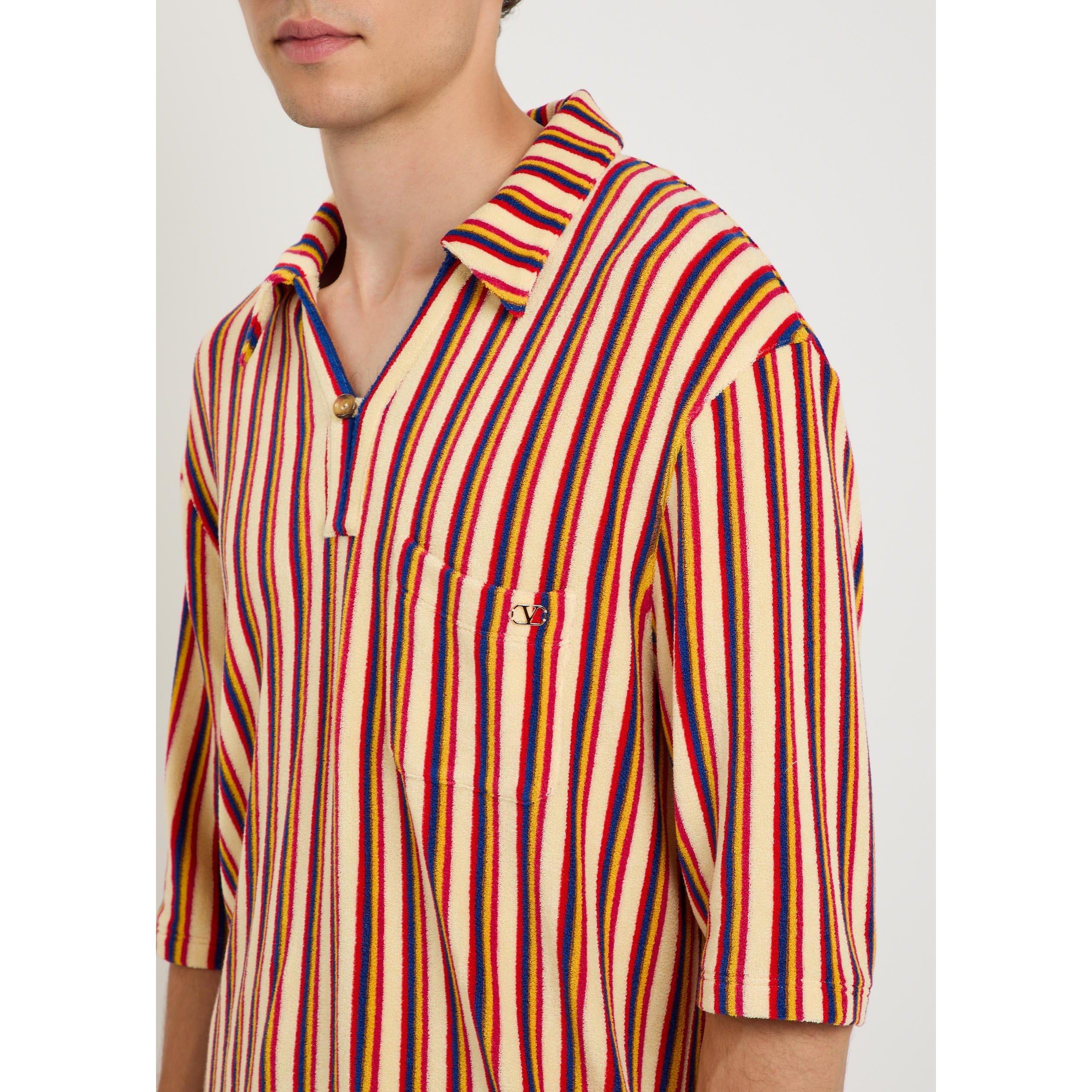MULTICOLOURED 1 - Valentino - Men's Striped Viscose Short-Sleeve Shirt - 4