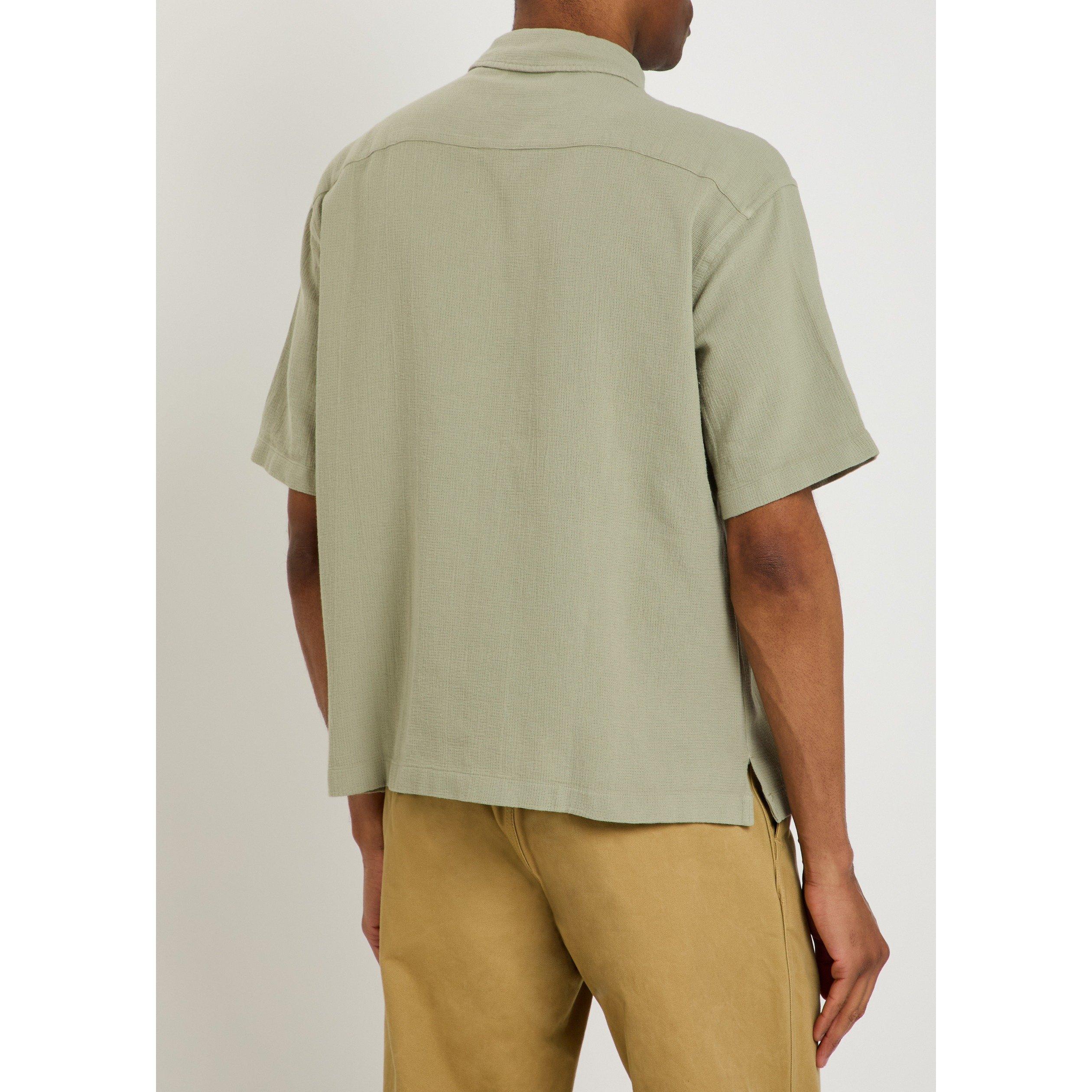 GREEN - Frame - Men's Open Weave Cotton Short-Sleeve Shirt - 3