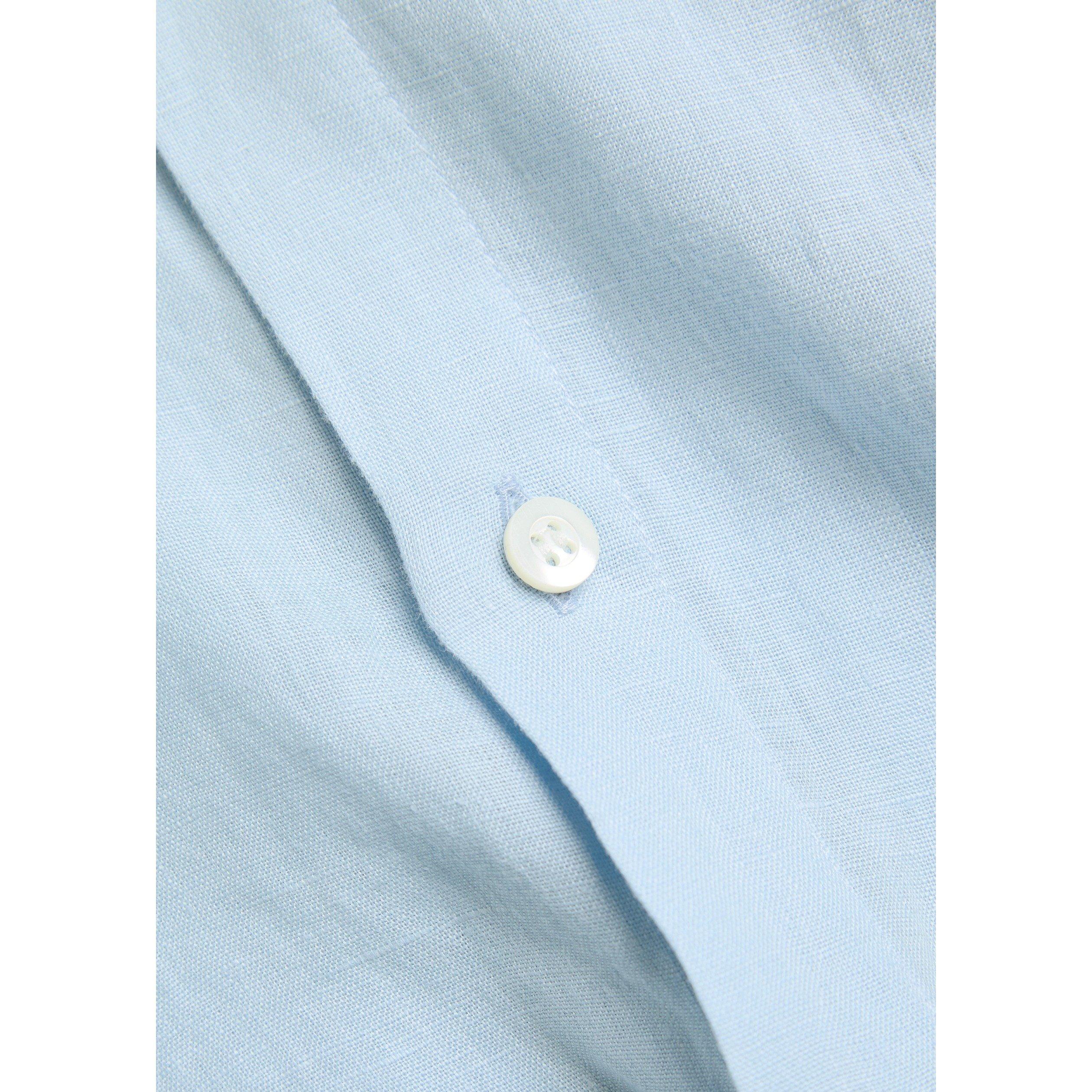 LIGHT BLUE - Sunspel - Men's Linen Long-Sleeve Slim-Fit Shirt - 4