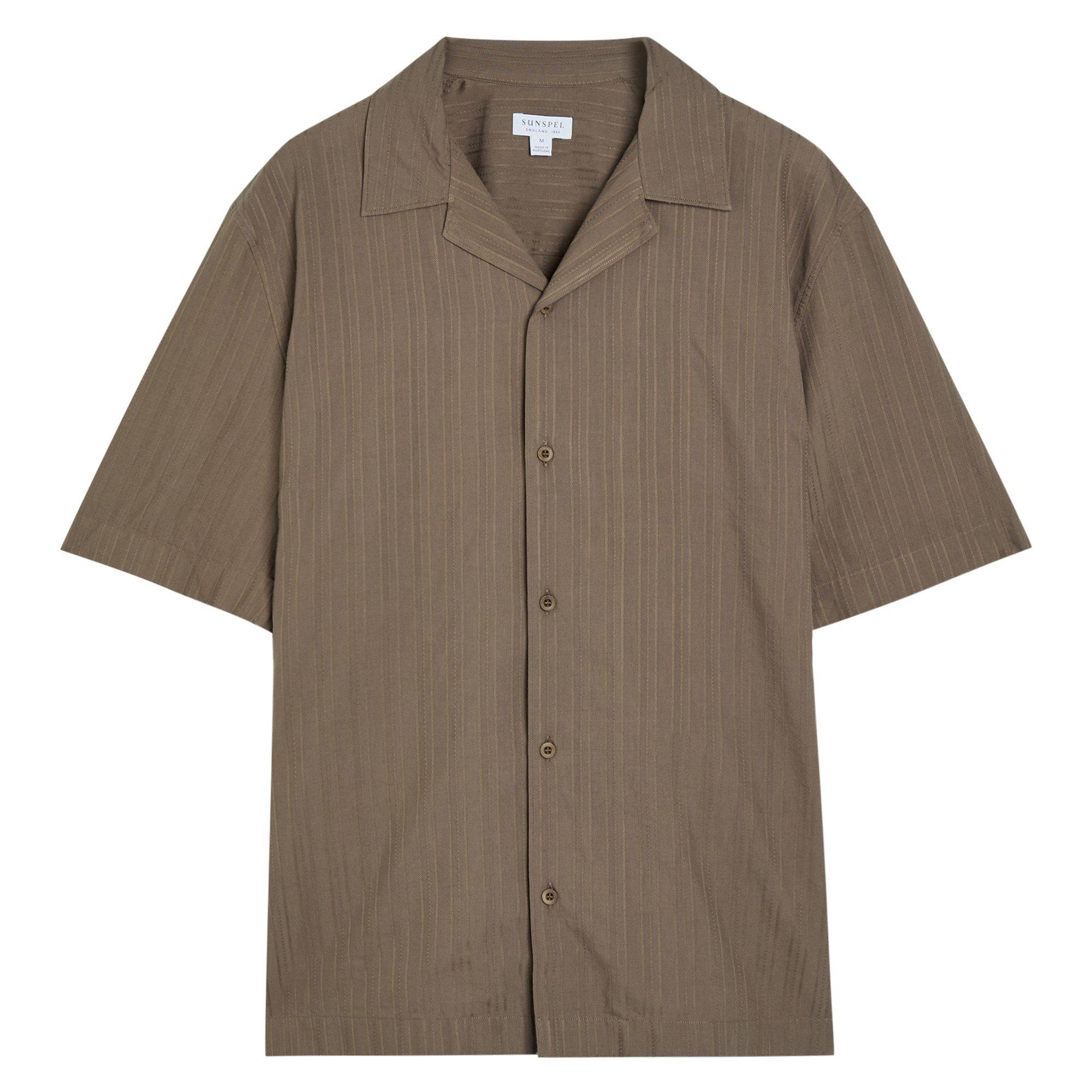 BROWN - Sunspel - SUNSPEL CAMP CLR SS SHIRT