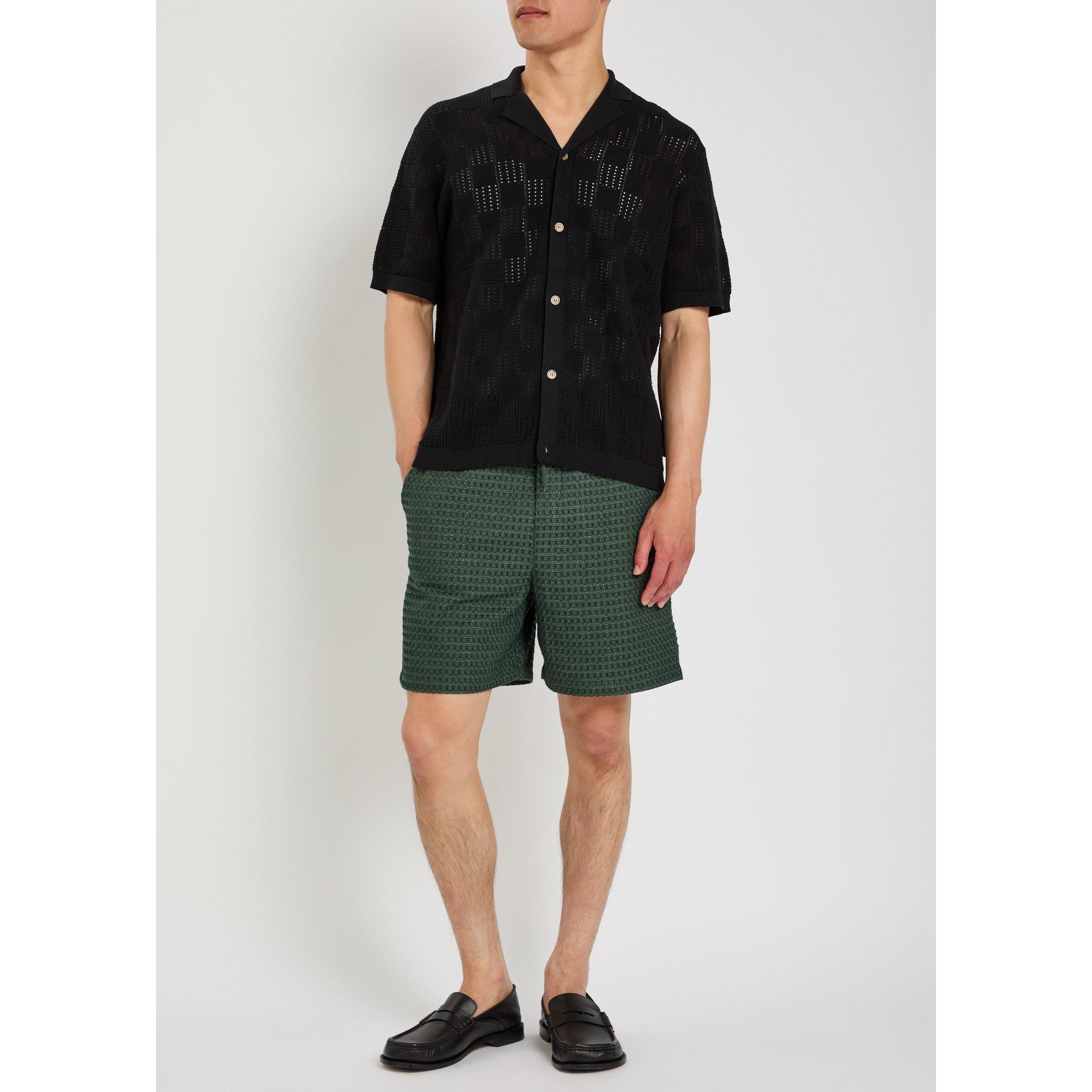 BLACK - Les Deux - Men's Cotton Short-Sleeve Patterned Shirt - 5