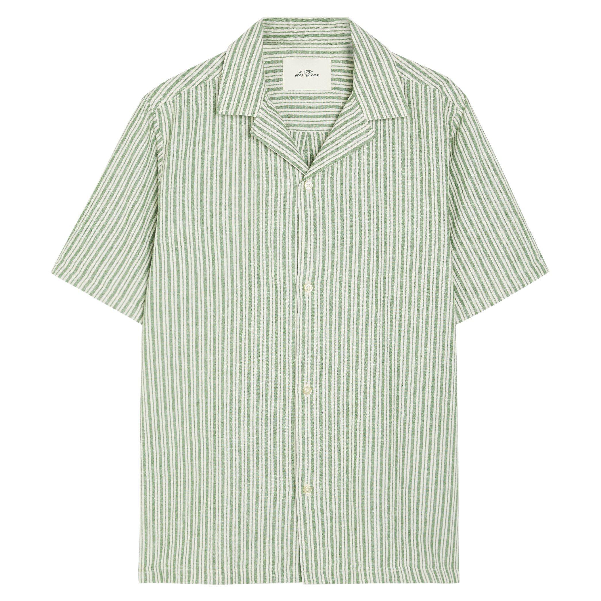 LIGHT GREEN - Les Deux - LD STRPED CAMP CLR SHIRT SS