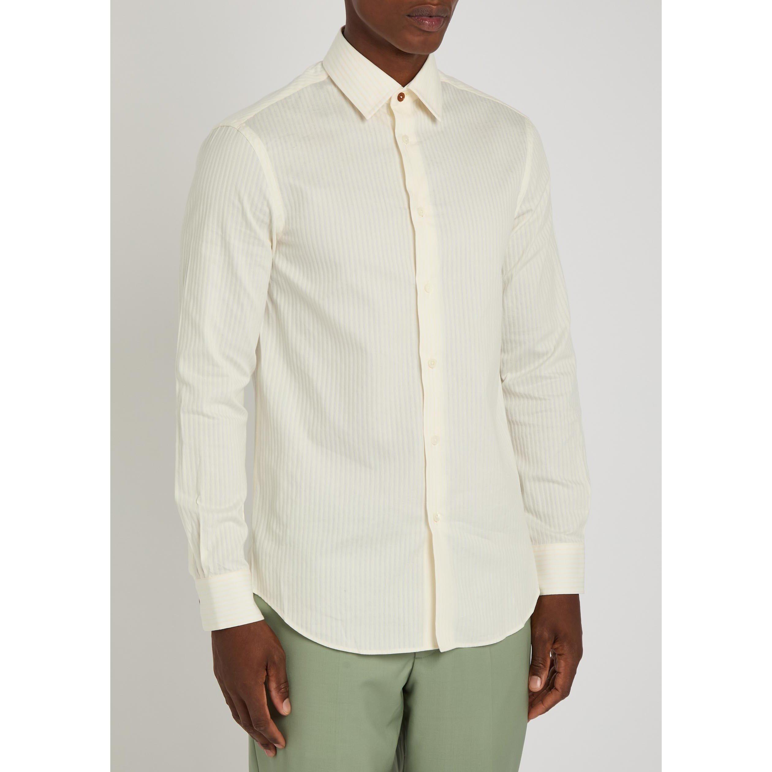 WHITE - Paul Smith - Men's Striped Regular-Fit Long-Sleeve Shirt - 2
