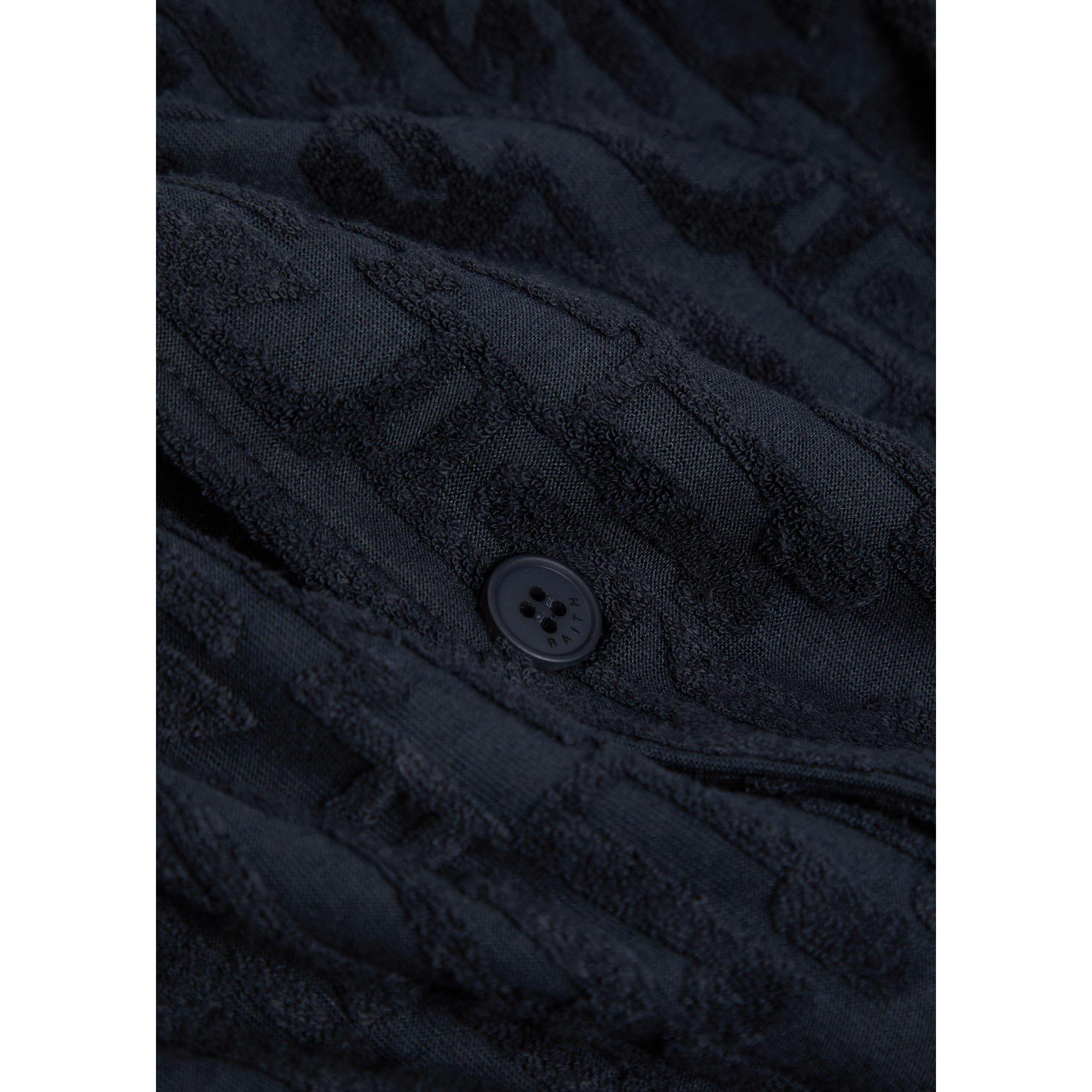 NAVY - Raith - Men's Fausto Patterned Camp Collar Short-Sleeve Cotton Shirt - 4