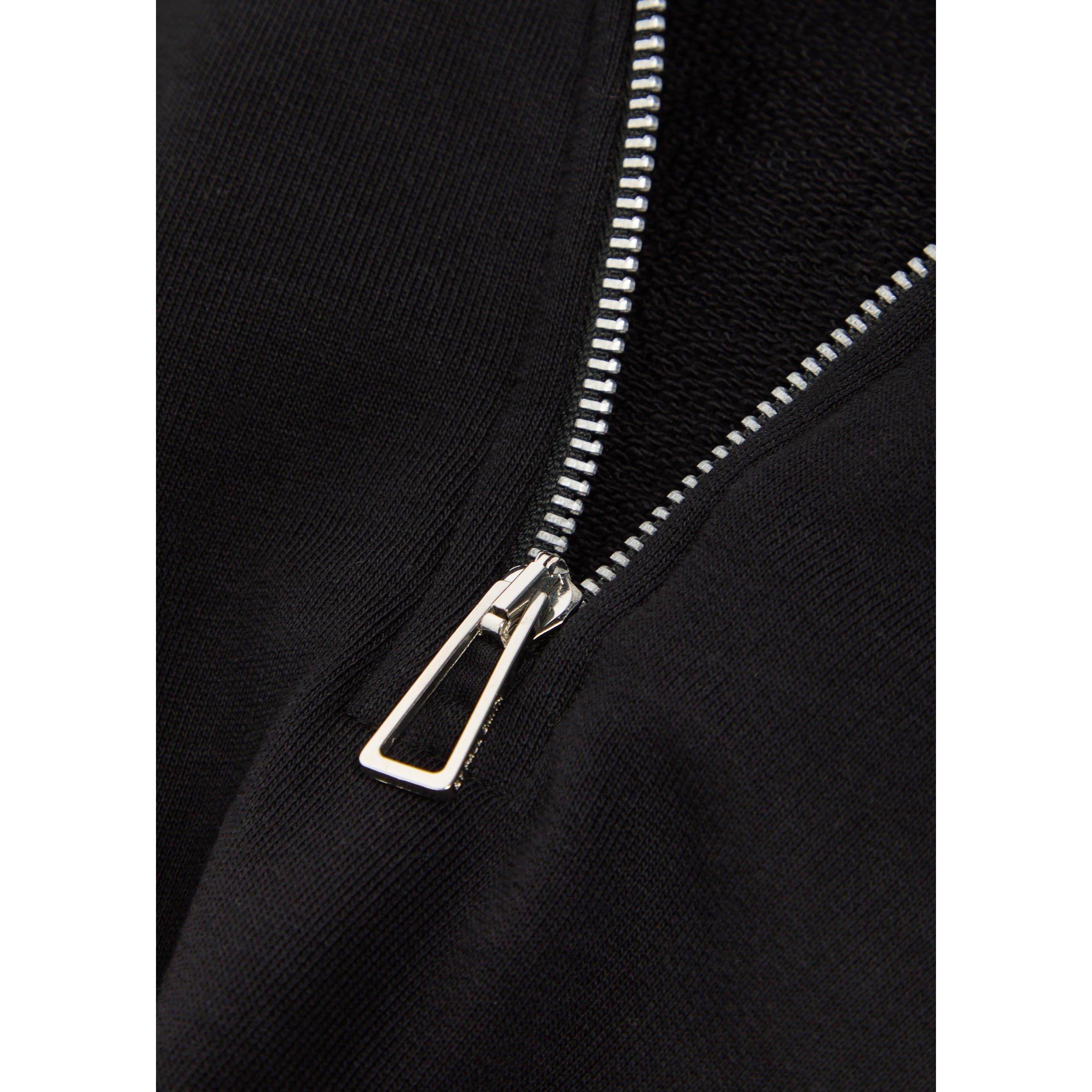BLACK - PS Paul Smith - Men's Zebra Logo 1/4 Zip Cotton Fleece Top - 4