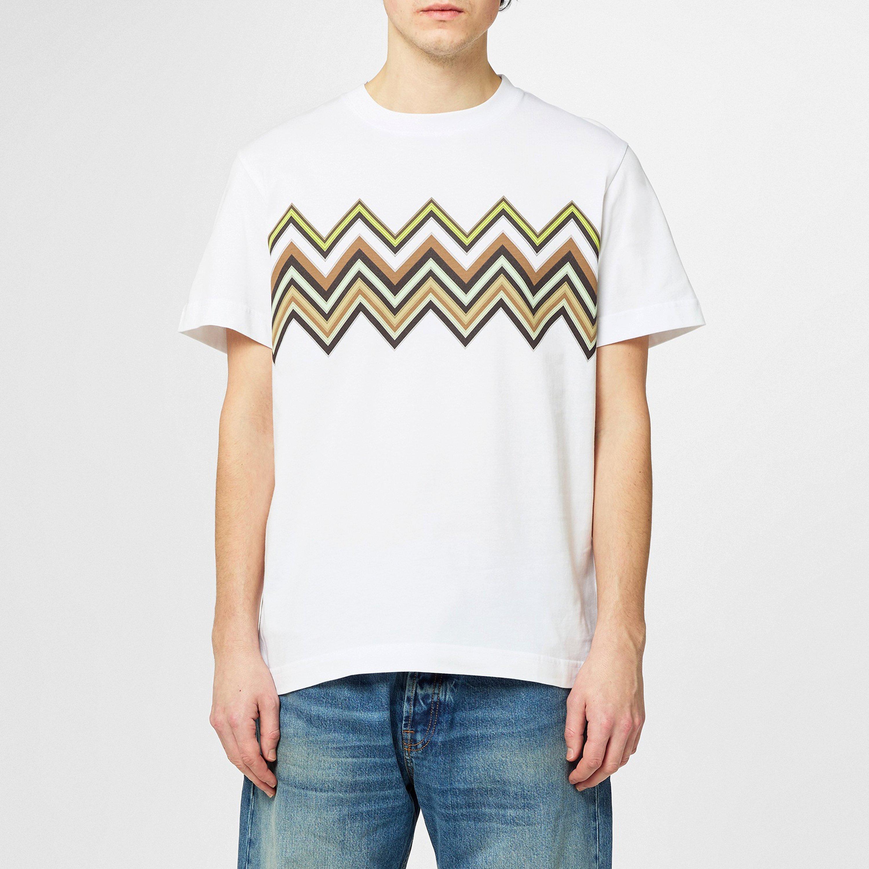 WHT LIM KHK - Missoni - Zigzag Print Cotton T-Shirt - 3