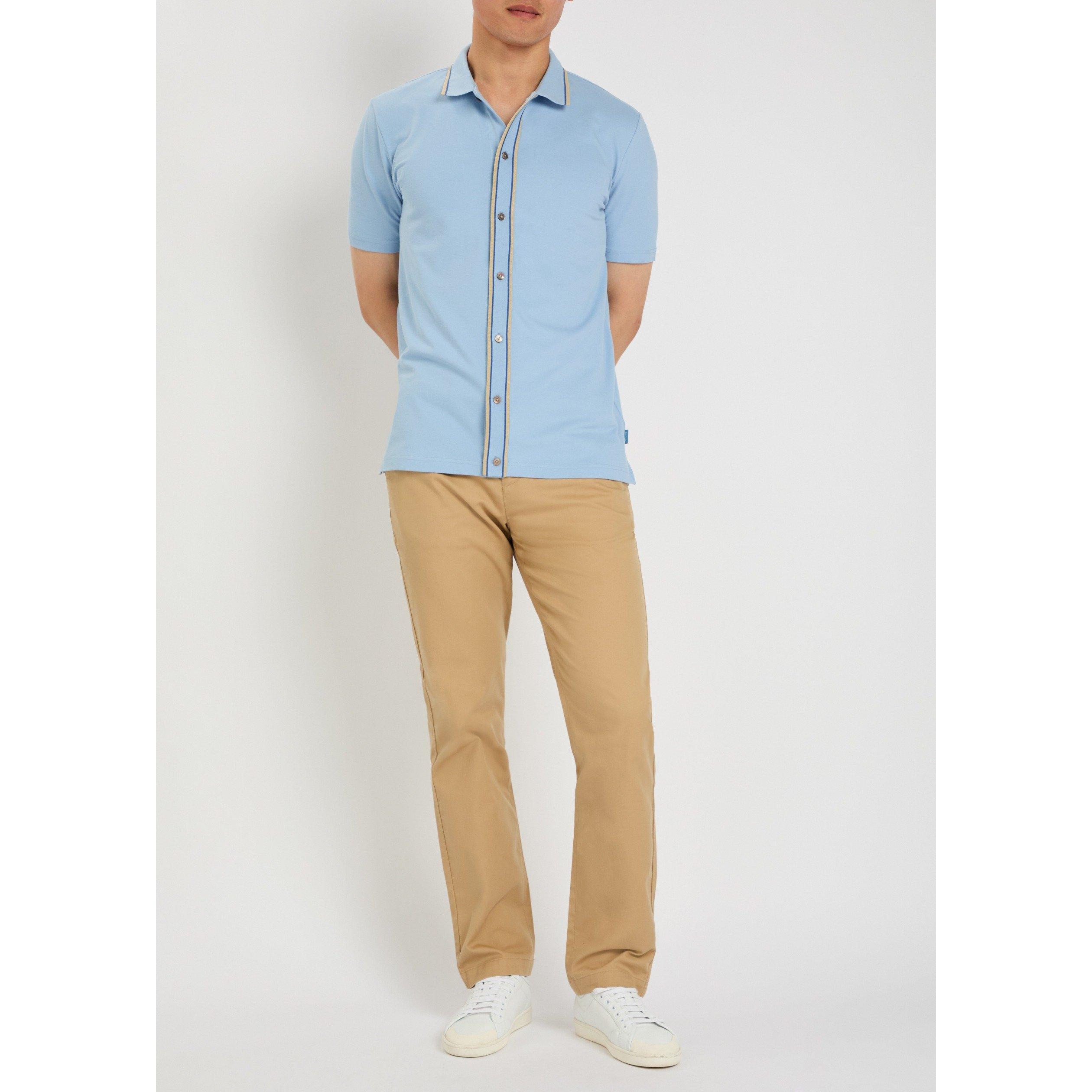 BLUE - PS Paul Smith - Men's Short-Sleeve Knit Slim-Fit Shirt - 5