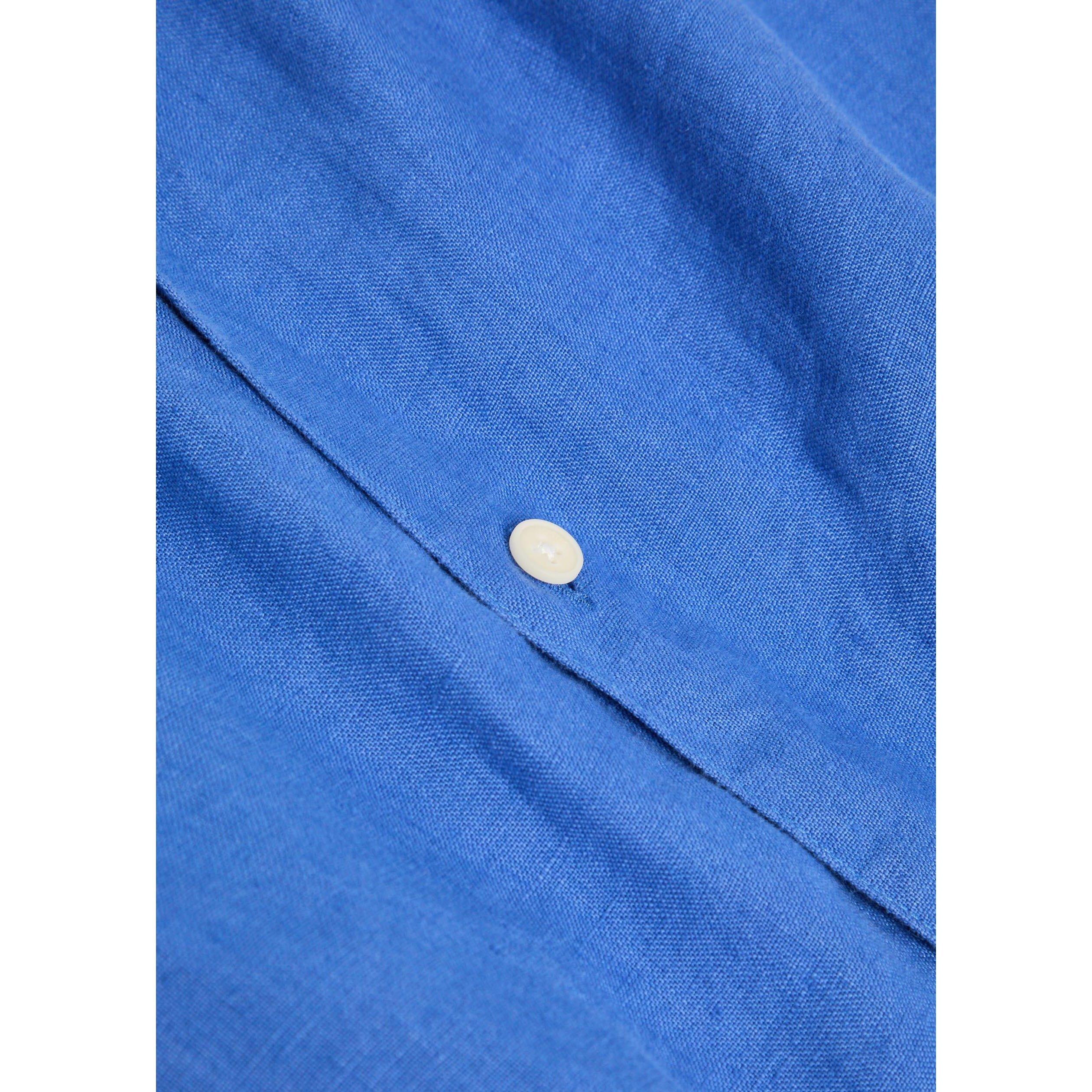 BLUE - Wax London - Men's Dartford Linen Long-Sleeve Plain Shirt - 4