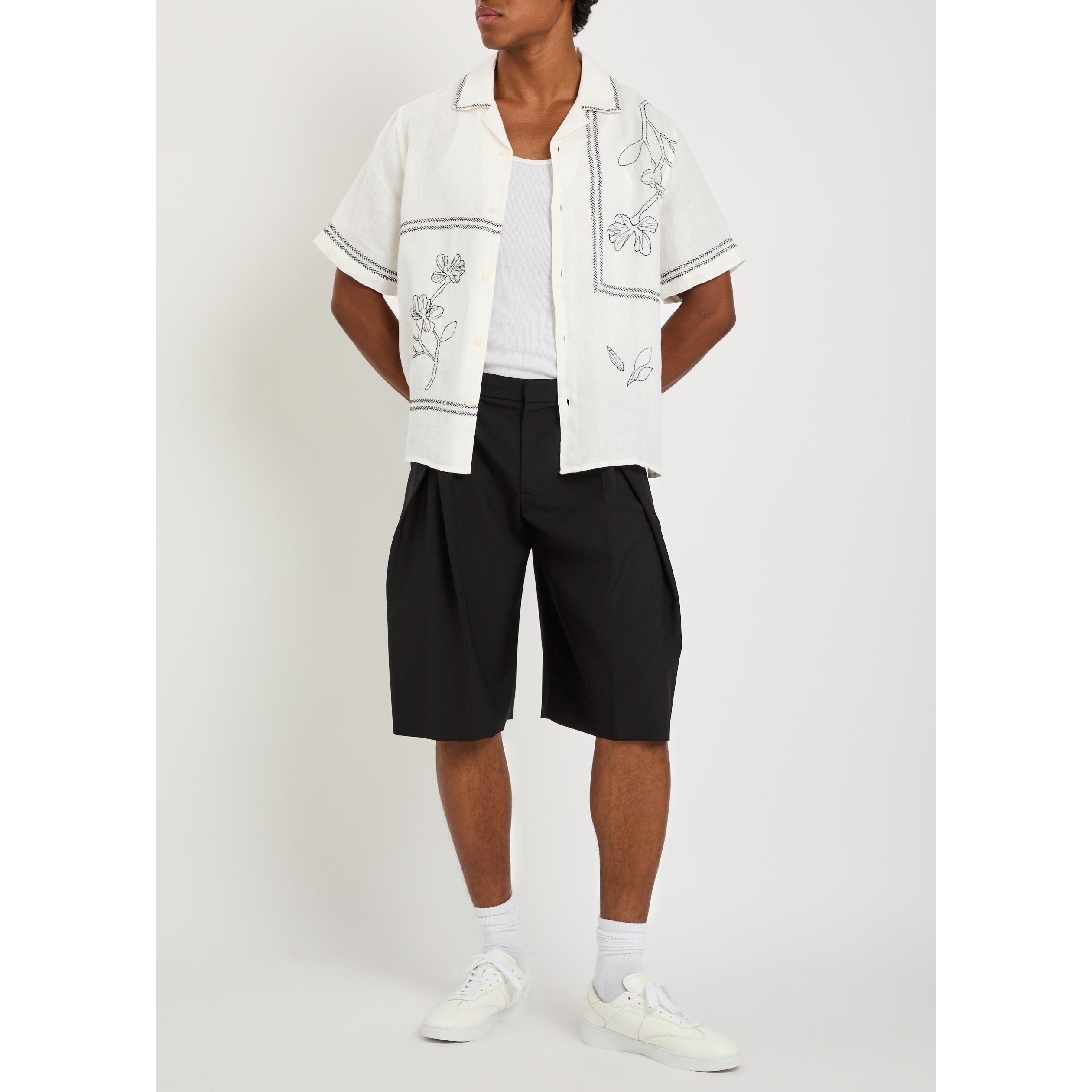 WHITE AND OTHER - Wax London - Men's Didcot Floral Linen Short-Sleeve Shirt - 5