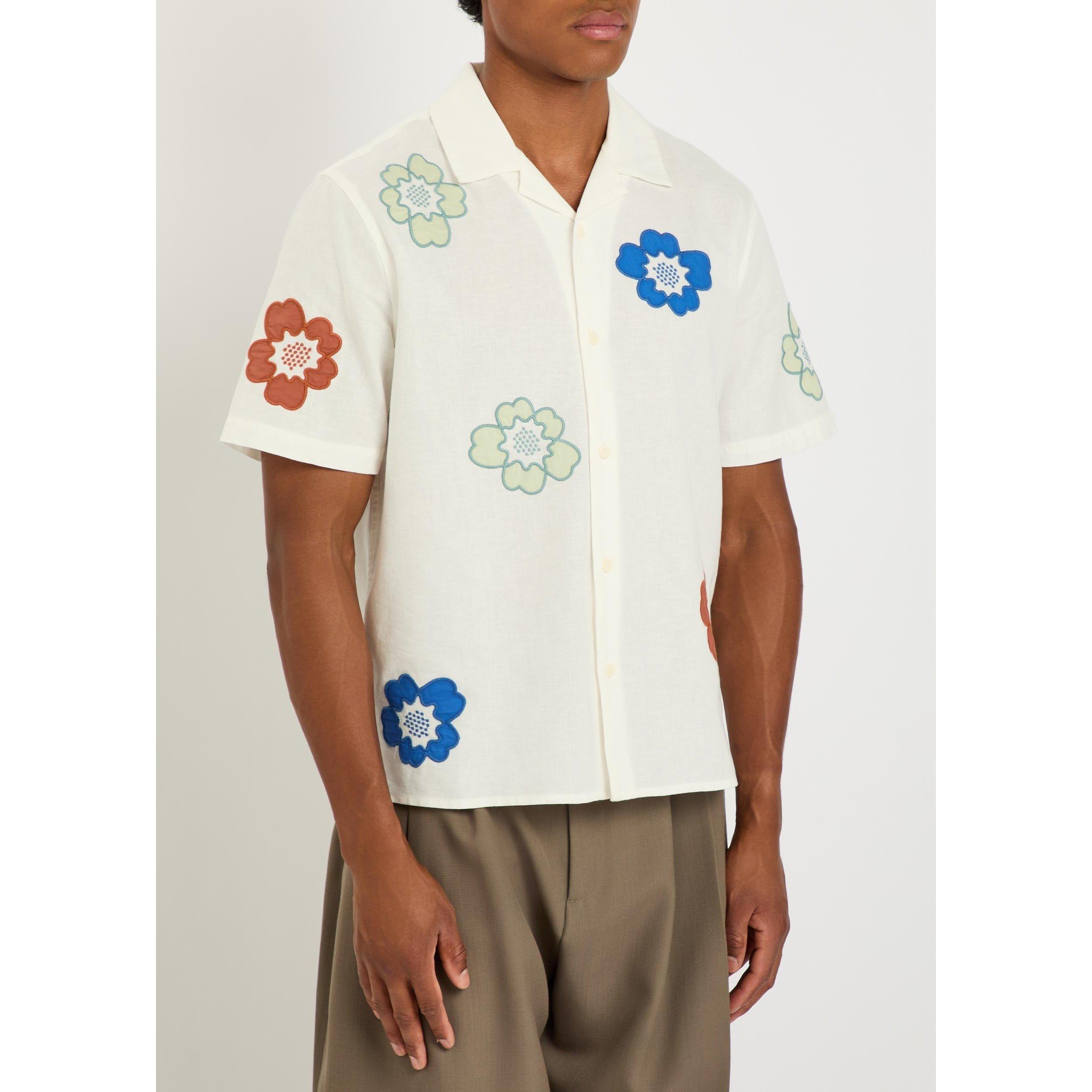 MULTICOLOURED 1 - Wax London - Men's Didcot Floral Cotton-Linen Short-Sleeve Shirt - 2