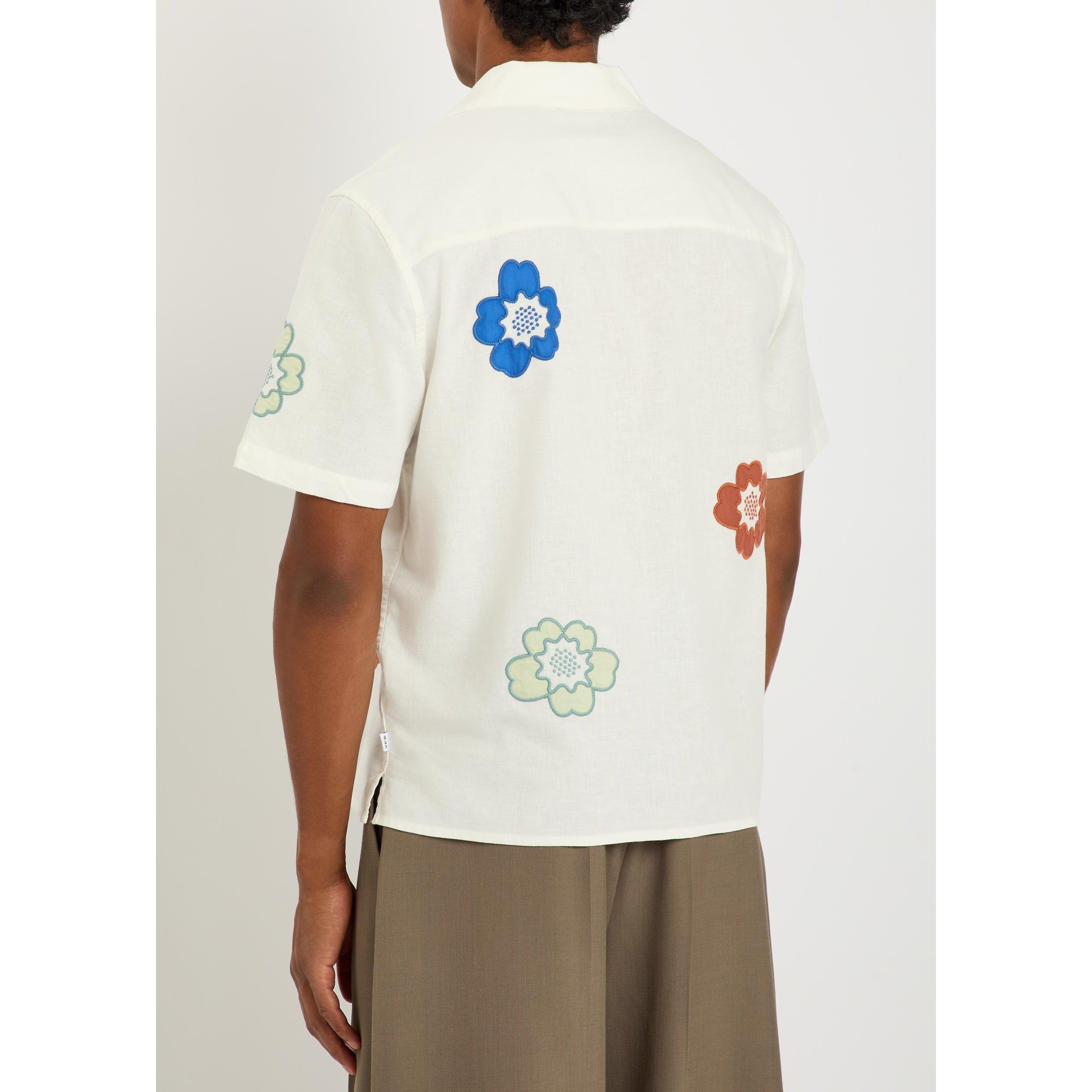 MULTICOLOURED 1 - Wax London - Men's Didcot Floral Cotton-Linen Short-Sleeve Shirt - 3