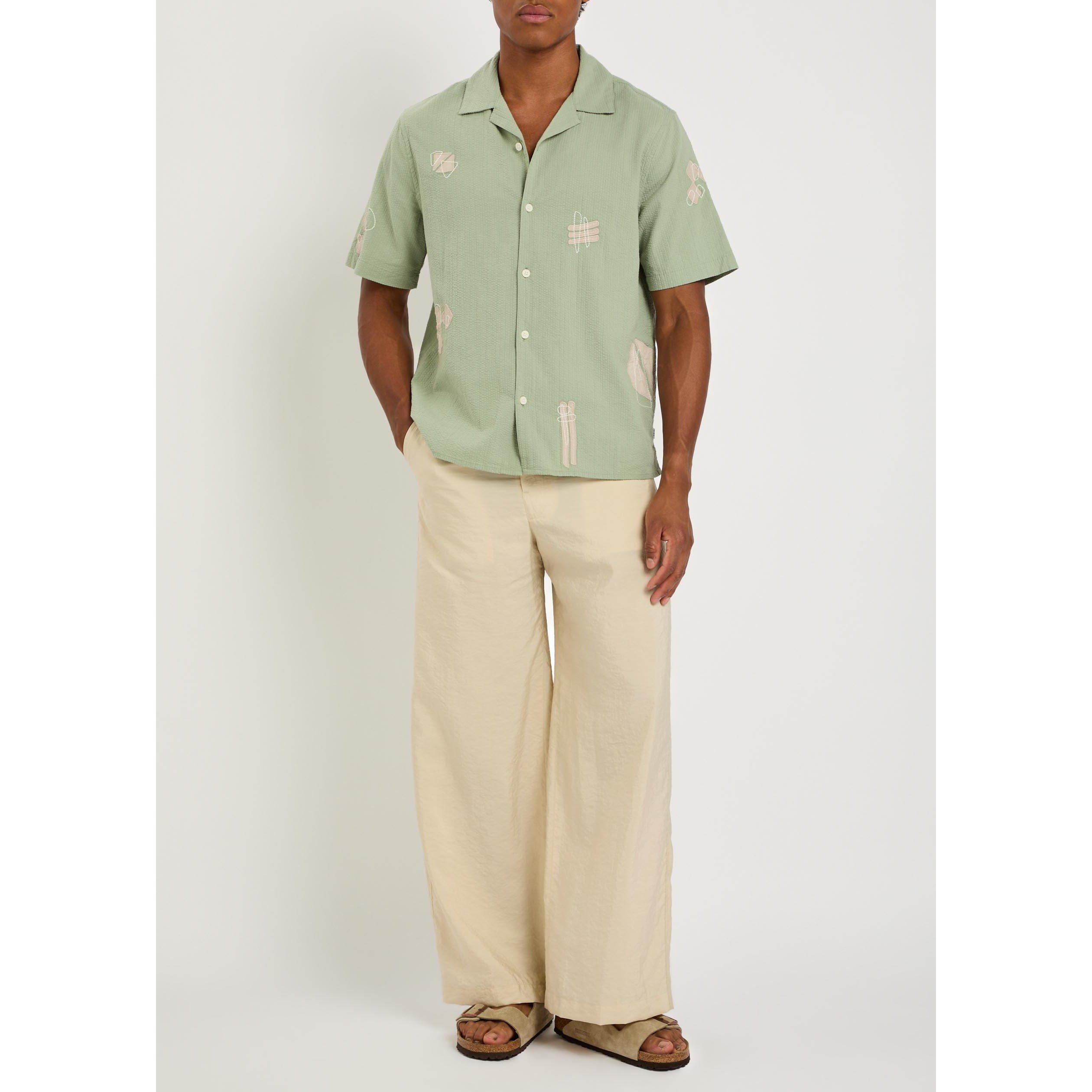 SAGE - Wax London - Men's Didcot Cotton Short-Sleeve Shirt - 5