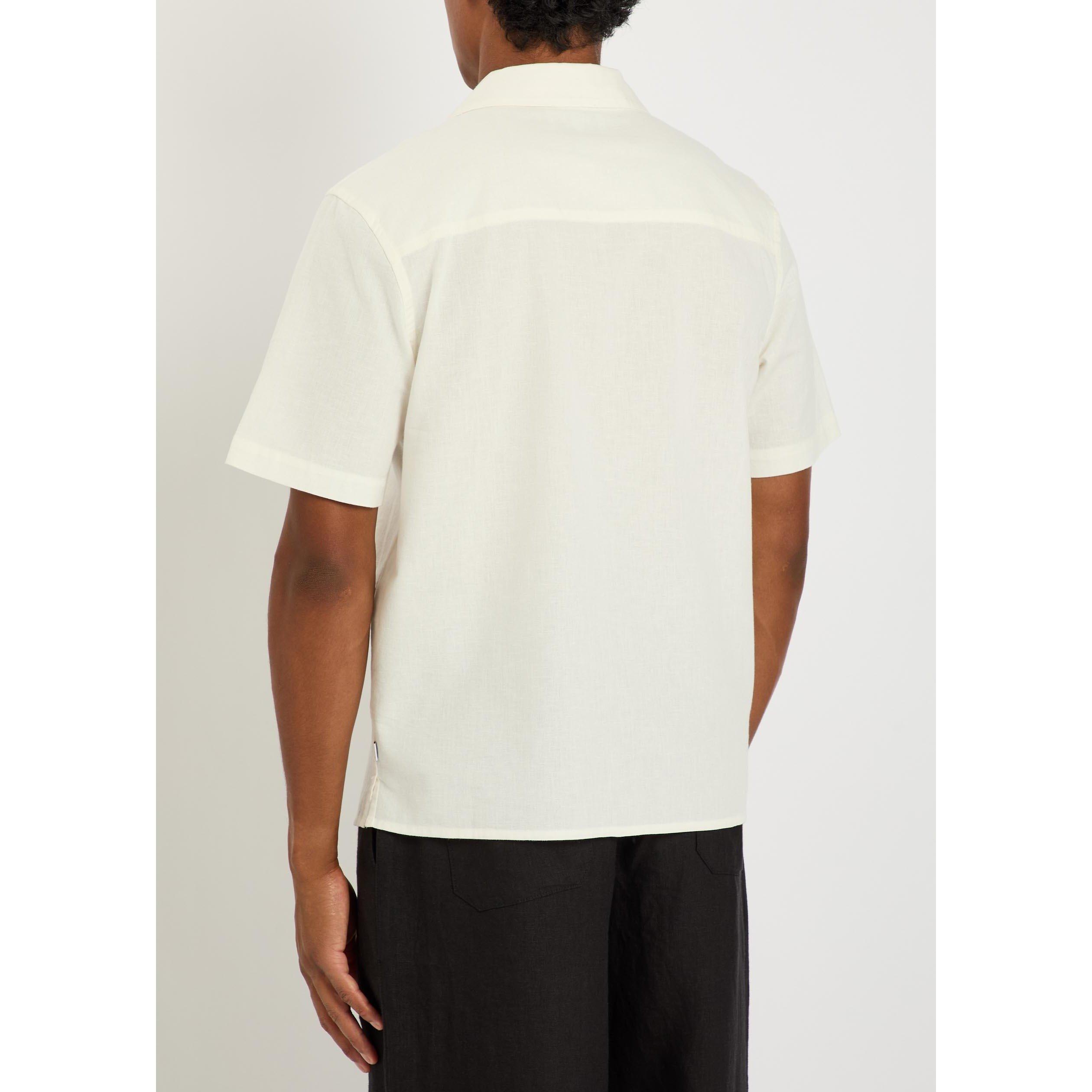 WHITE AND OTHER - Wax London - Men's Didcot Floral Cotton-Linen Short-Sleeve Shirt - 3