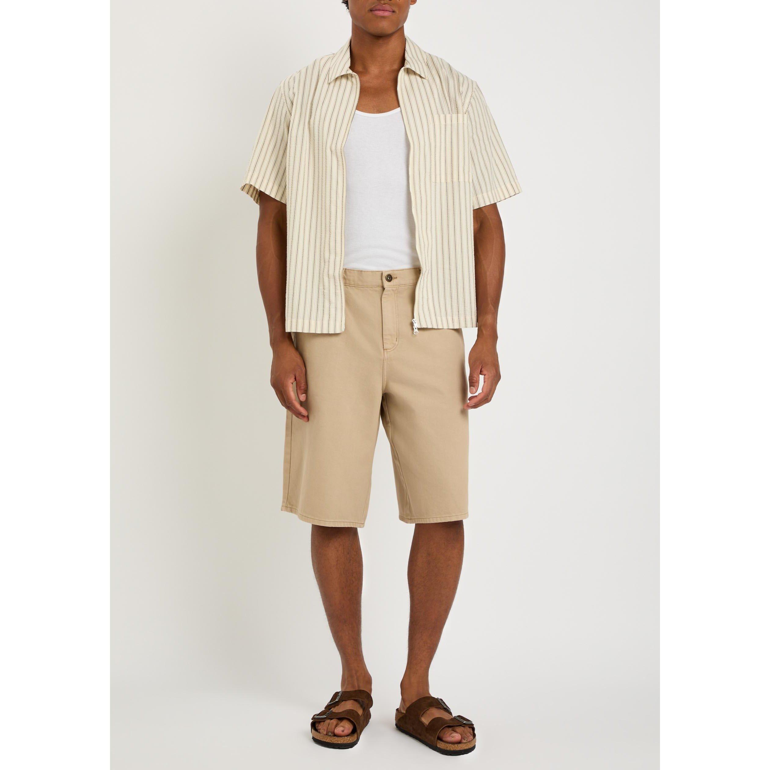 BEIGE AND OTHER - Wax London - Men's Sears Striped Zip-Through Short-Sleeve Shirt - 5