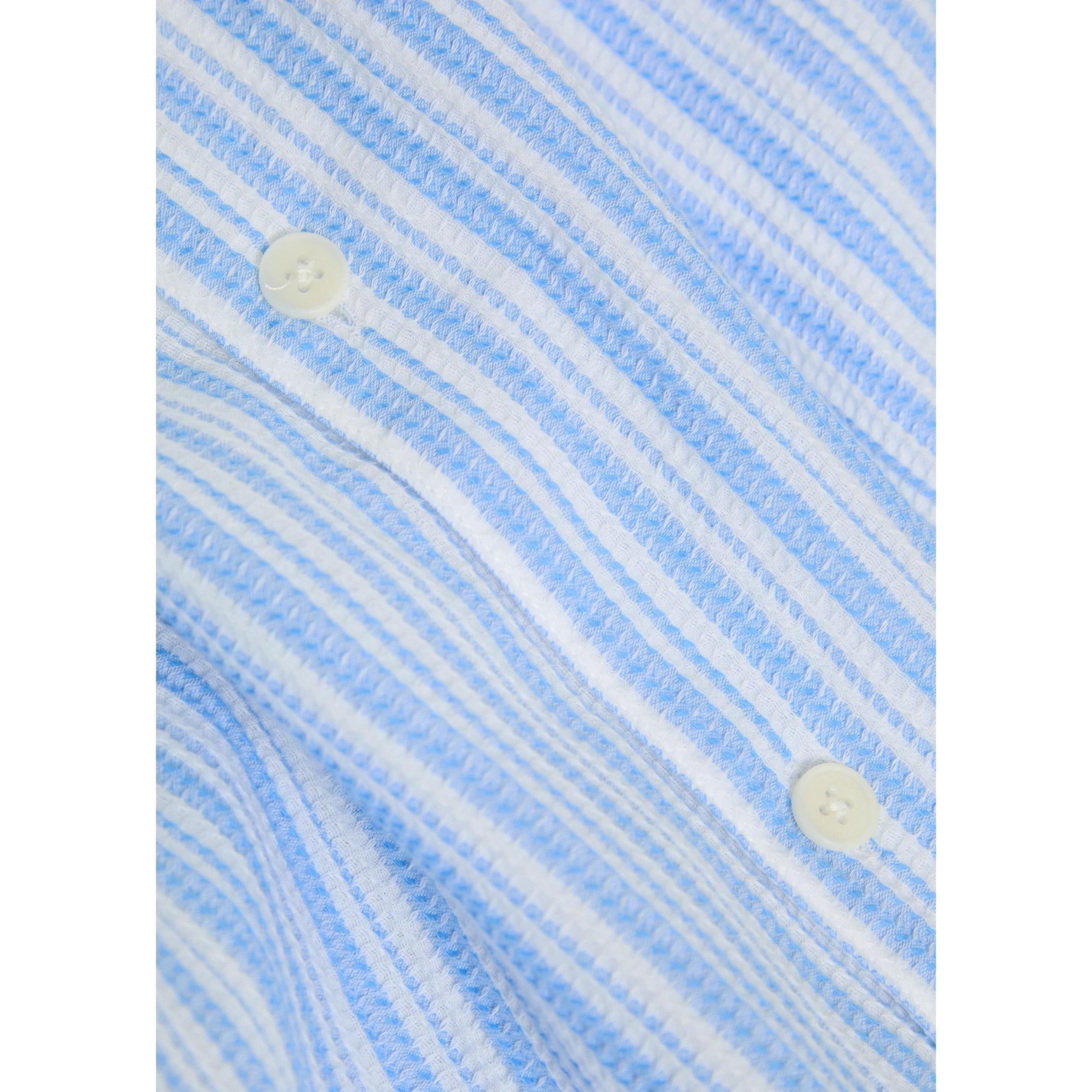 LIGHT BLUE - Wax London - Men's Corey Striped Cotton Long-Sleeve Shirt - 4
