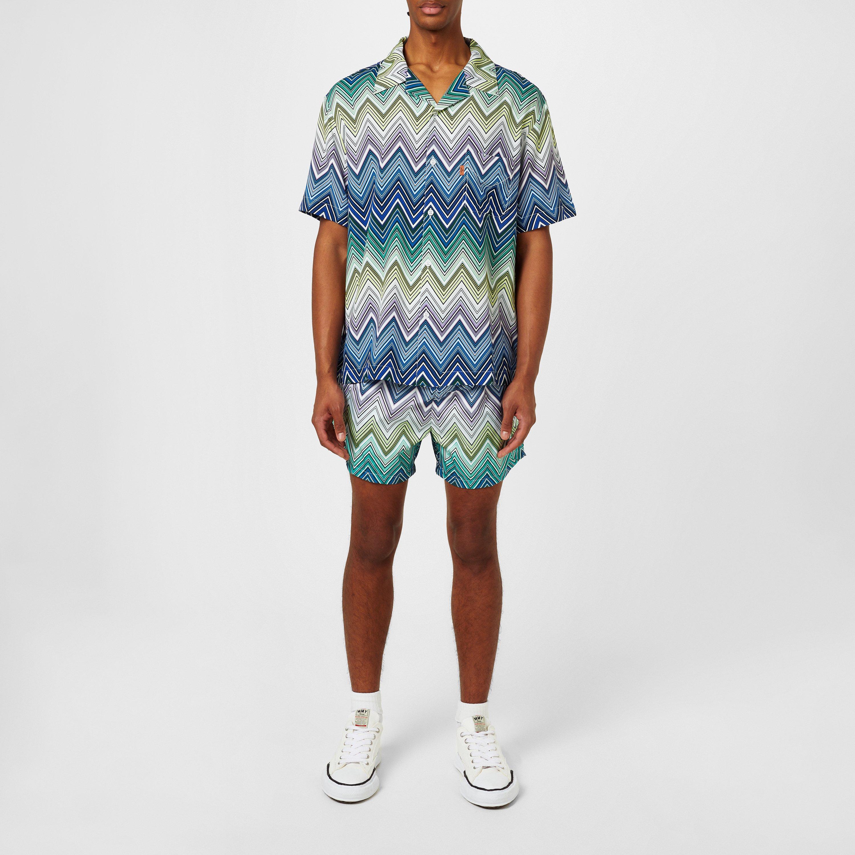 BLU LIM WHT - Missoni - Zigzag Short-Sleeved Shirt - 6