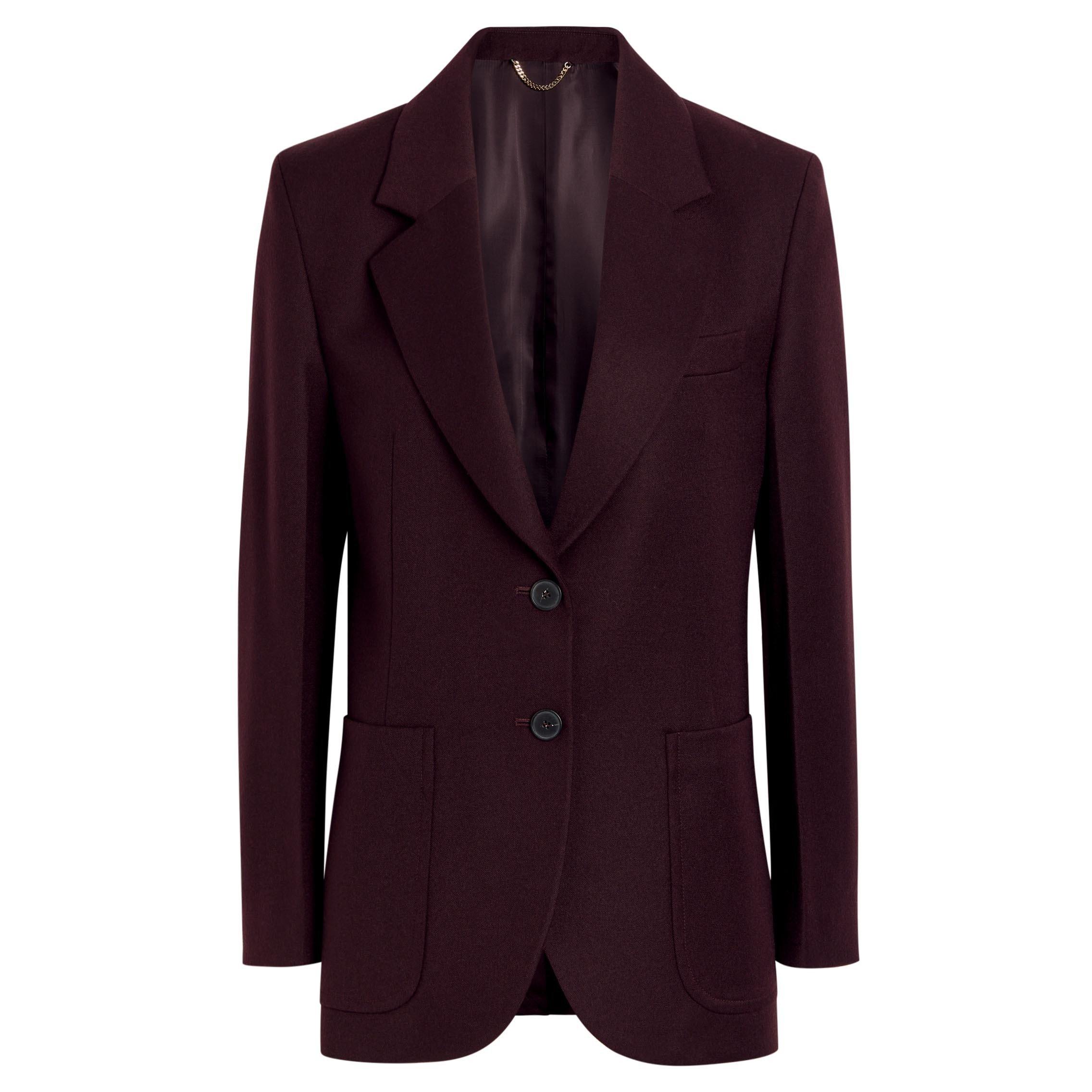 BORDEAUX - Victoria Beckham - Women's Katherine Wool Blazer - 1
