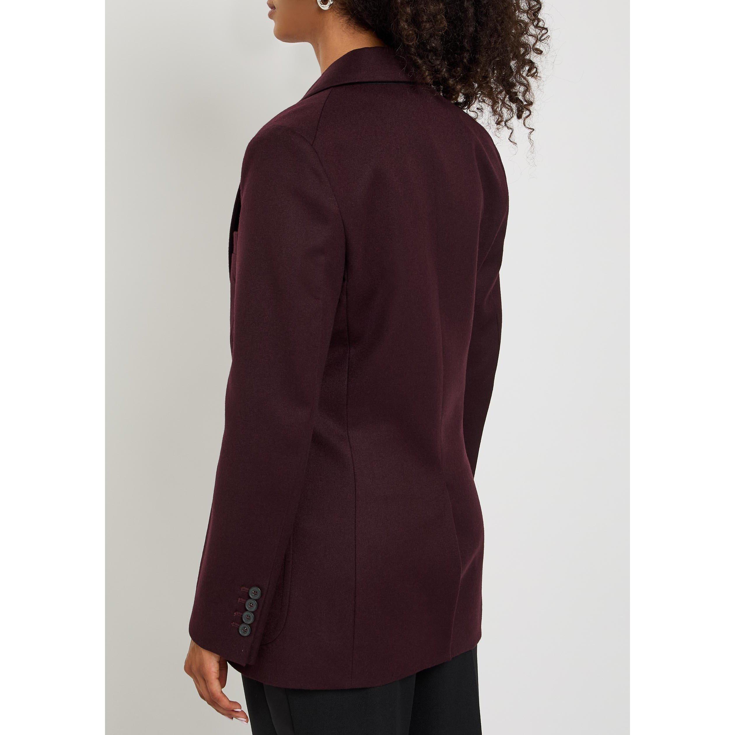 BORDEAUX - Victoria Beckham - Women's Katherine Wool Blazer - 3