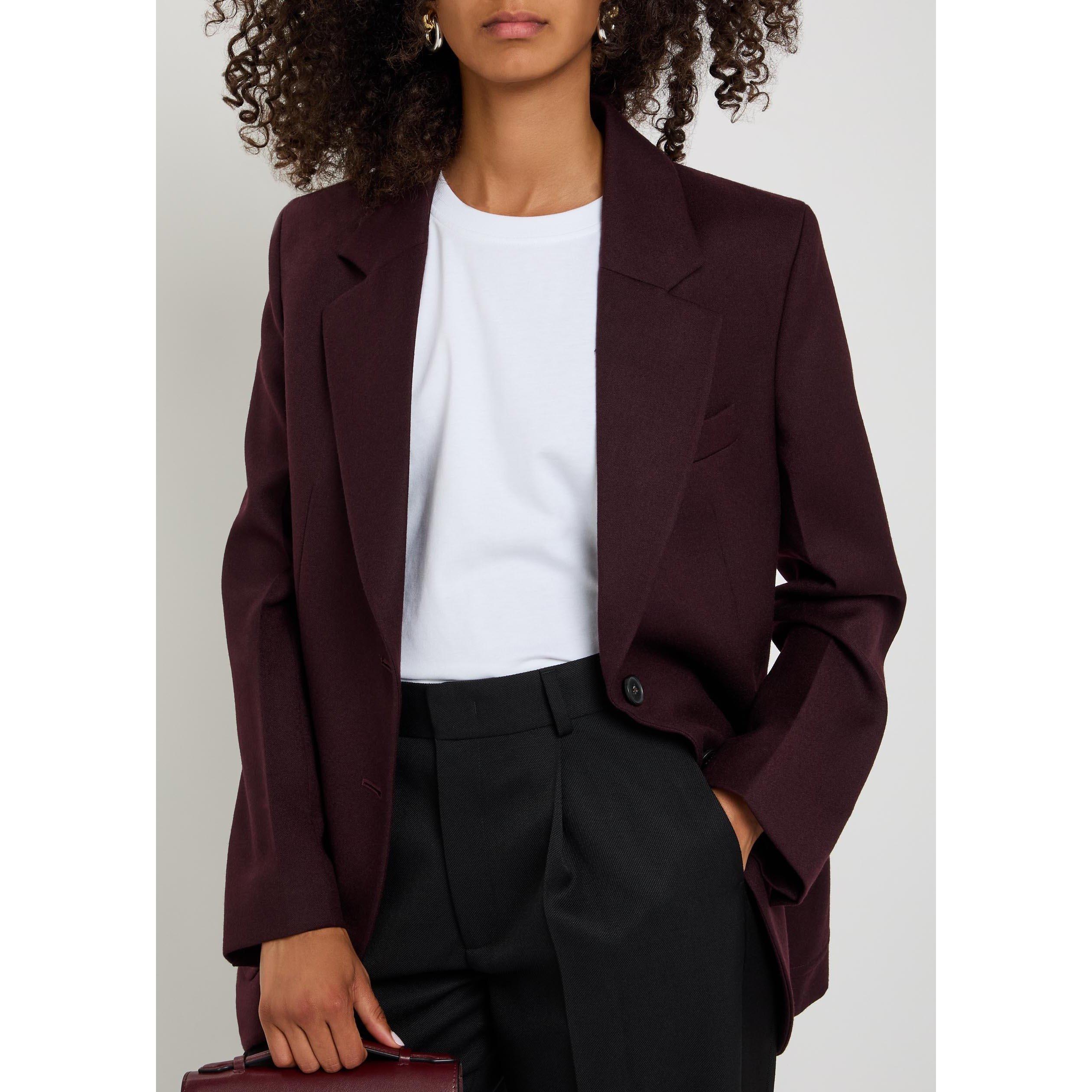 BORDEAUX - Victoria Beckham - Women's Katherine Wool Blazer - 4
