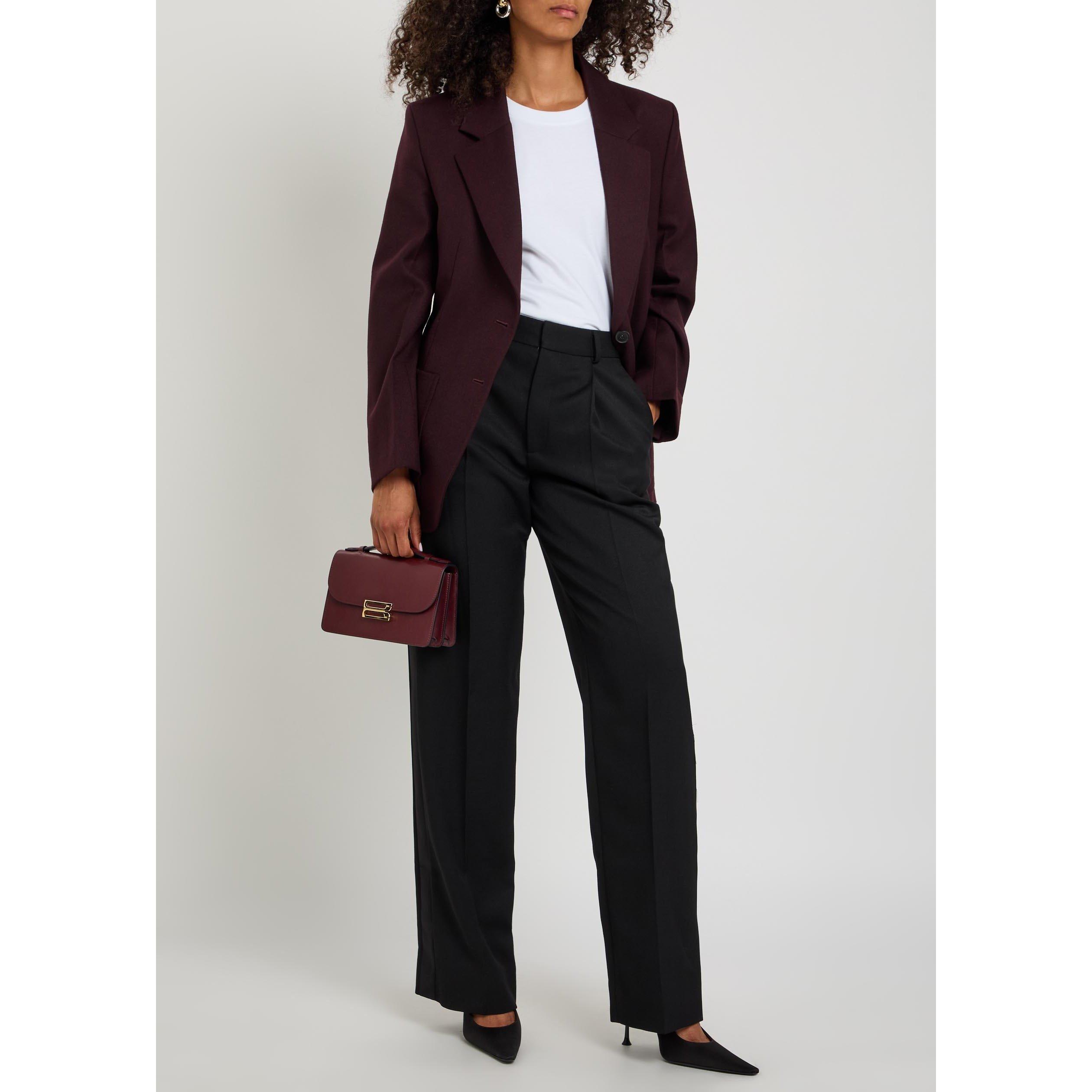 BORDEAUX - Victoria Beckham - Women's Katherine Wool Blazer - 5