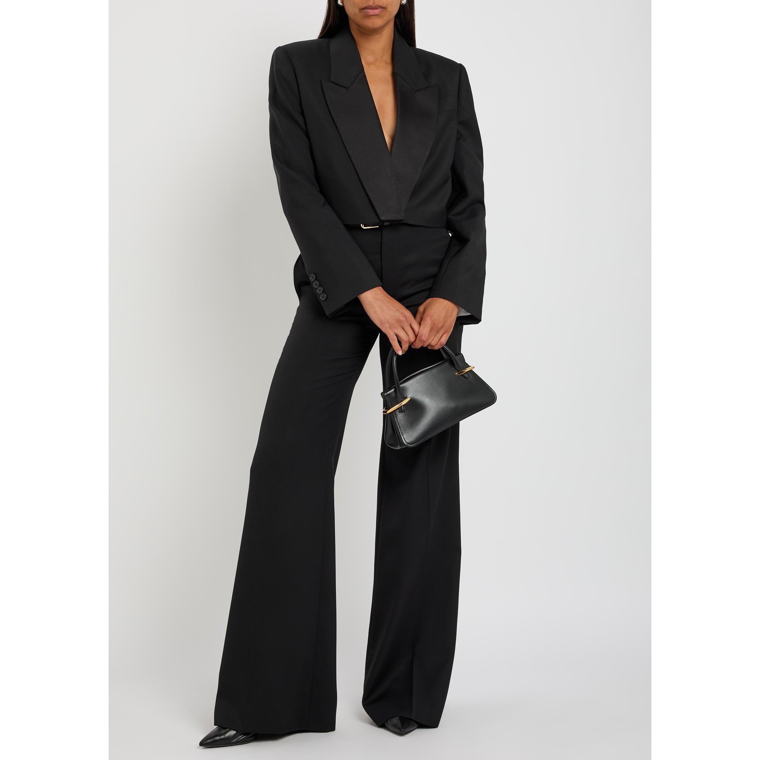 BLACK - GIVENCHY - Women's Cropped Tailoring Wool Oversized Blazer - 5